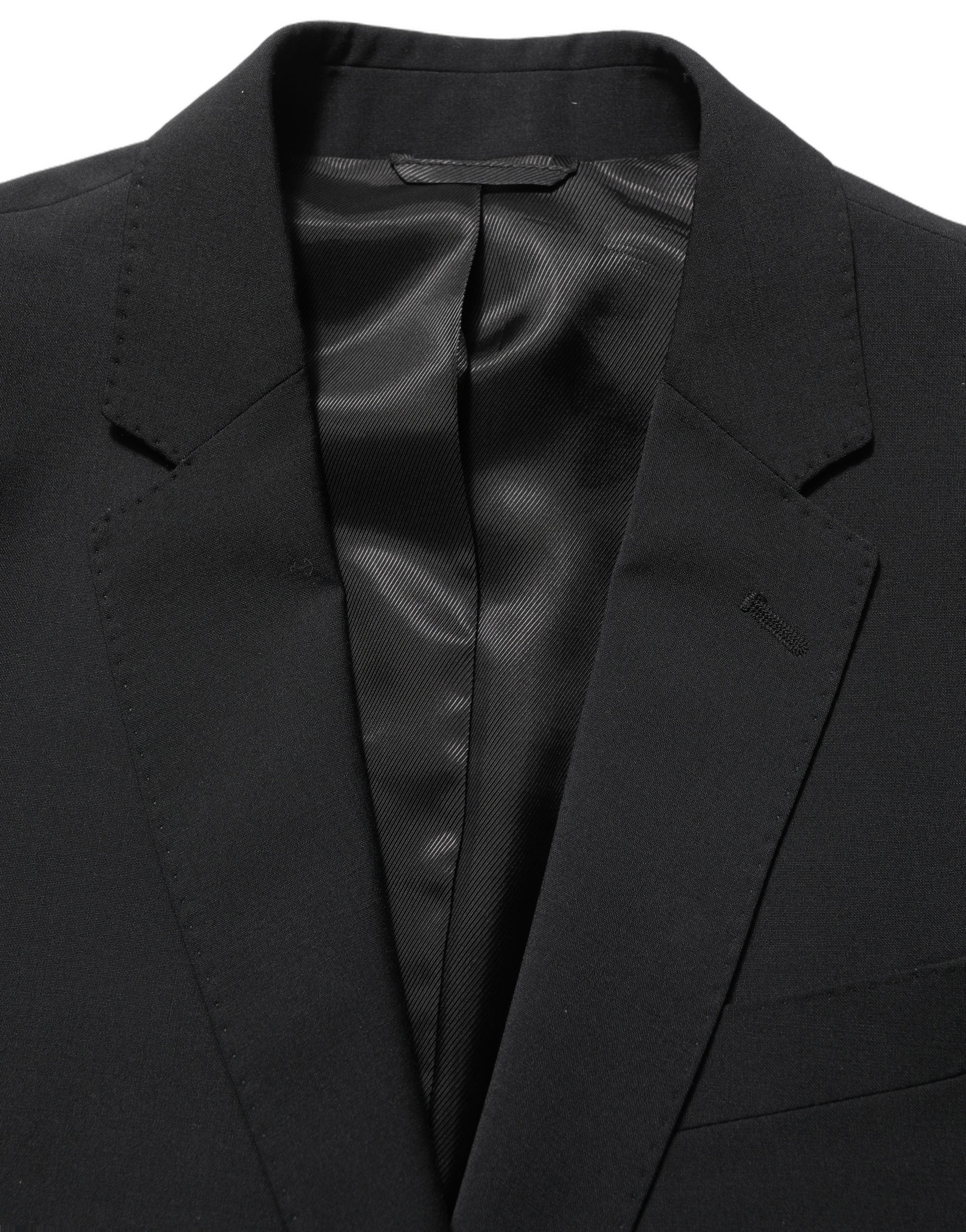 Dolce & Gabbana Black Wool Slim Fit Formal 2 Piece Men Suit