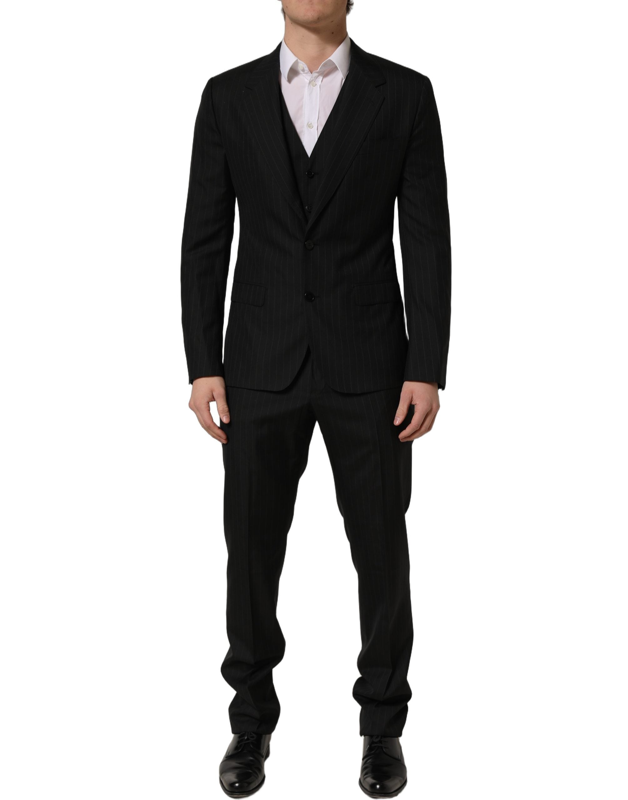 Dolce & Gabbana Black Stripes Slim Fit Formal 3 Piece Suit