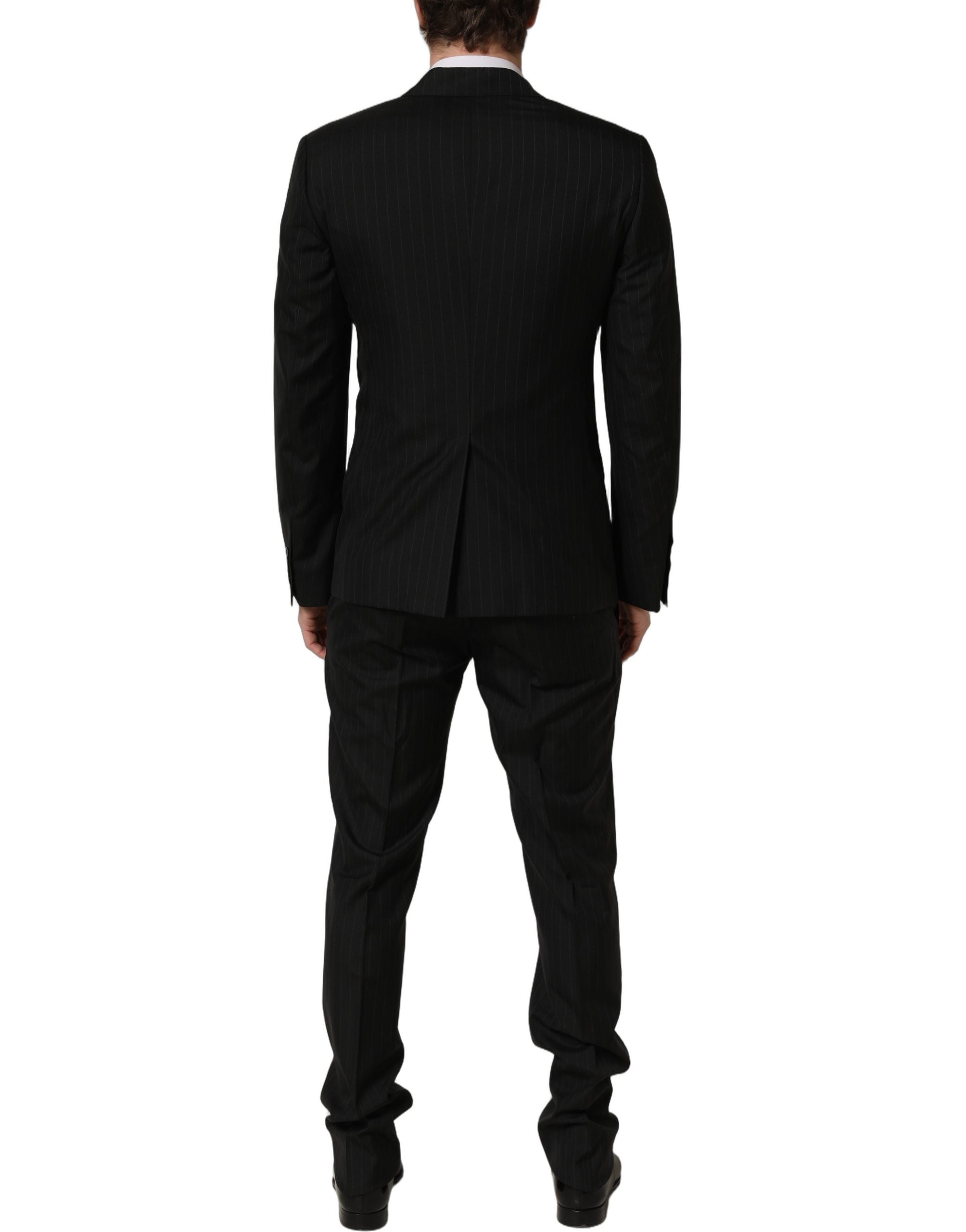 Dolce & Gabbana Black Stripes Slim Fit Formal 3 Piece Suit