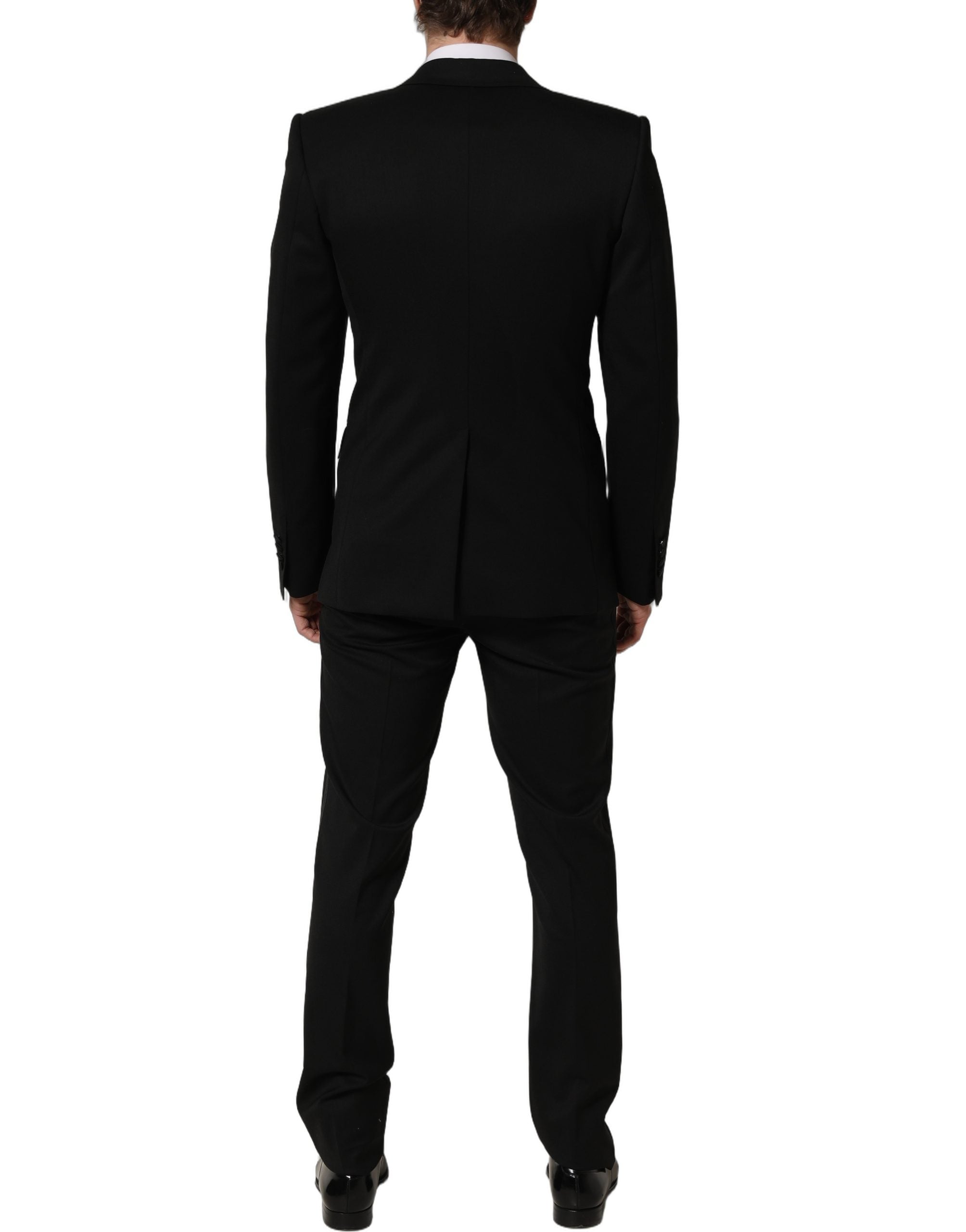 Dolce & Gabbana Black Wool Slim Fit Formal 3 Piece Men Suit