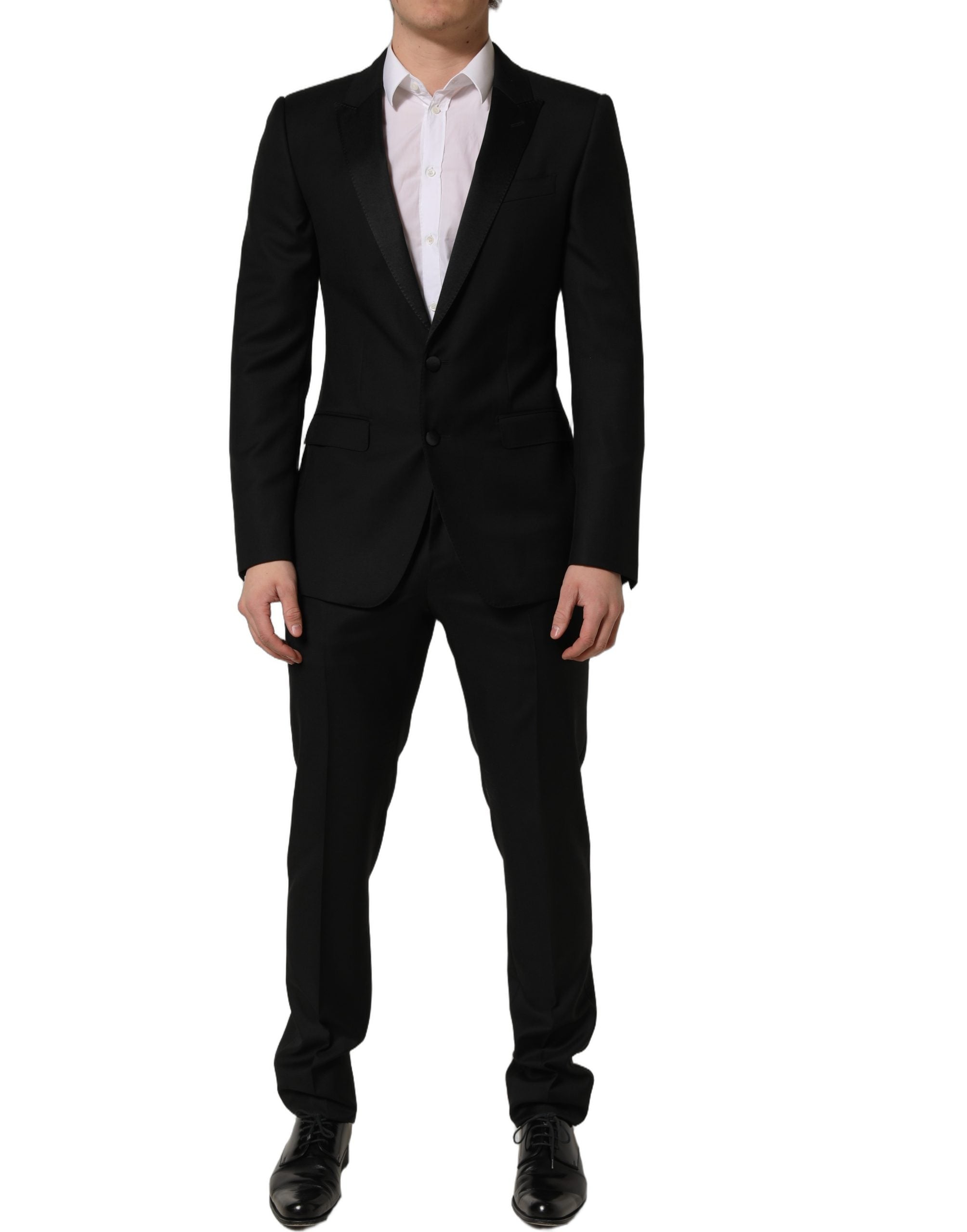 Dolce & Gabbana Black Wool Slim Fit Formal 2 Piece Men Suit
