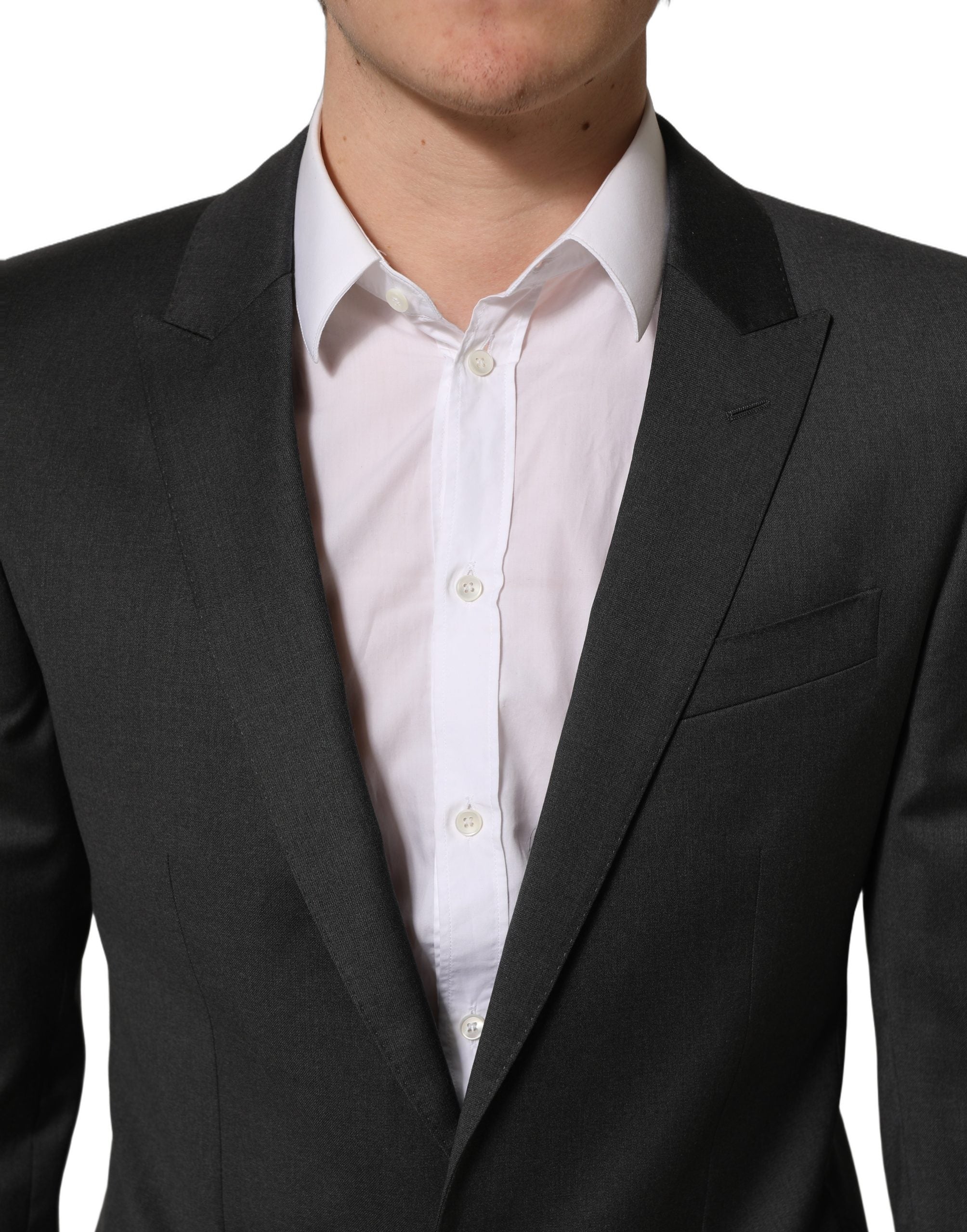 Dolce & Gabbana Gray Wool Slim Fit Formal 2 Piece Men Suit