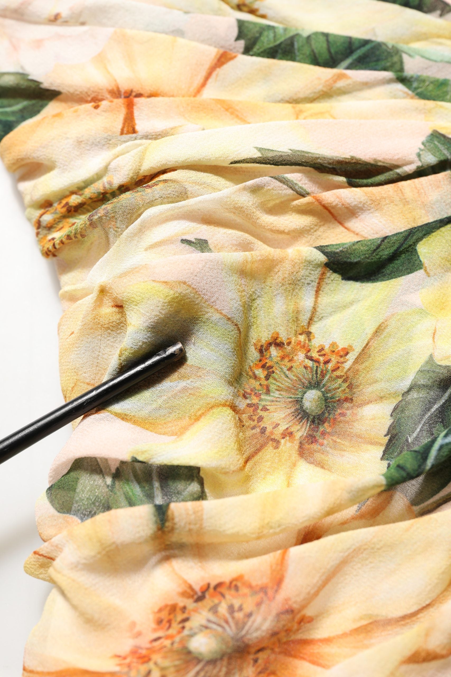 Dolce & Gabbana Yellow Floral Print Silk Pleated Maxi Dress