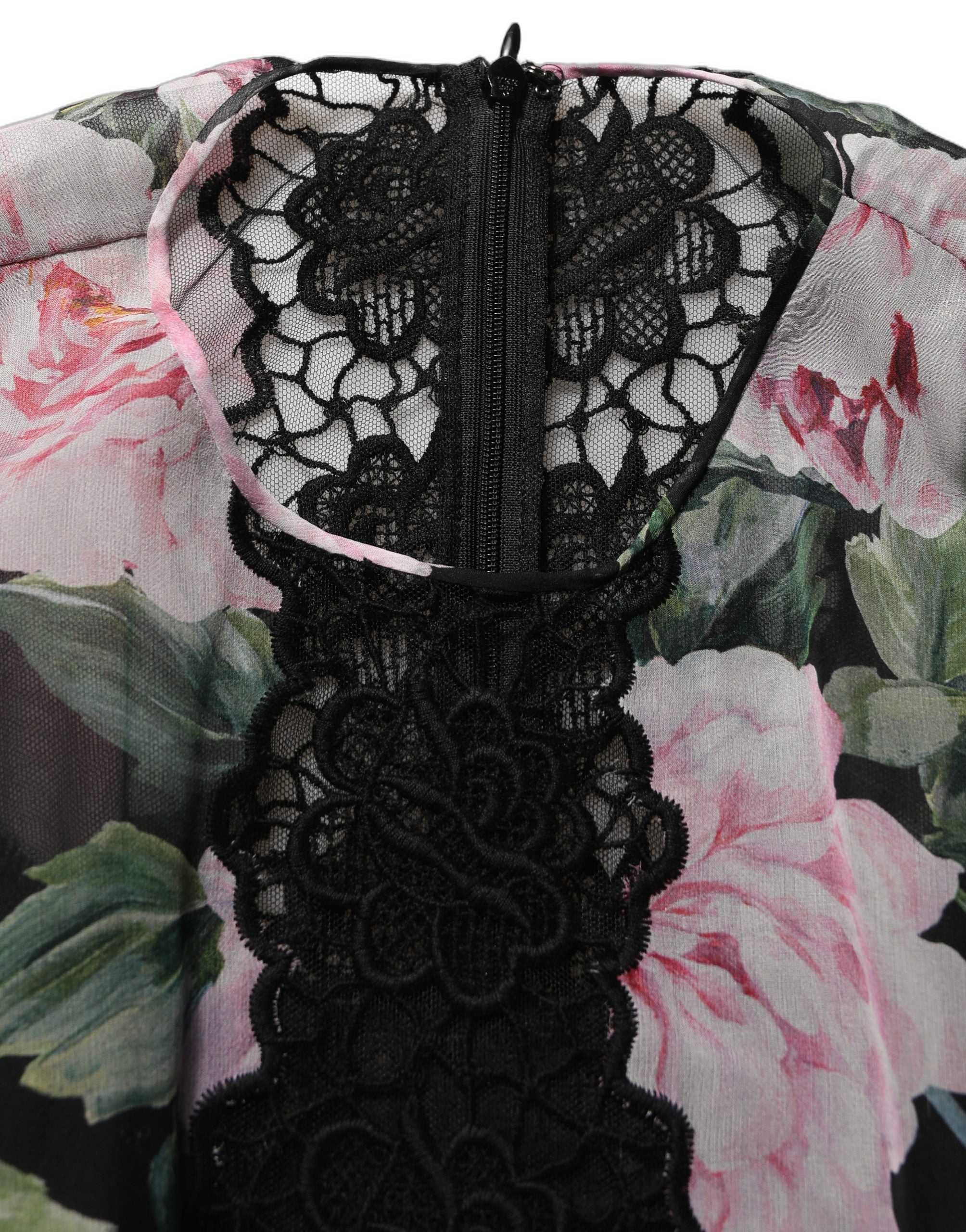 Dolce & Gabbana Black Floral Print Cotton Lace Maxi Dress