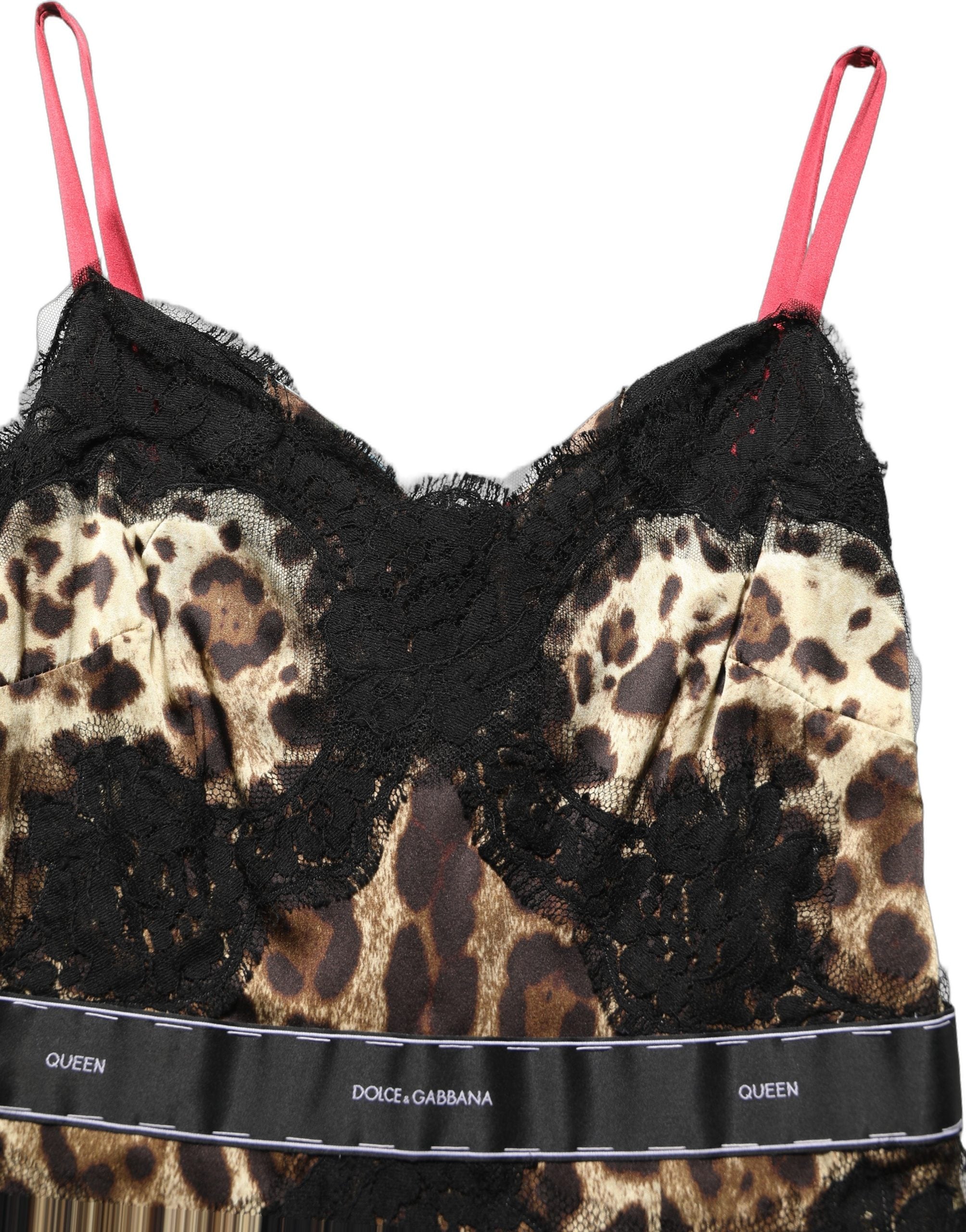 Dolce & Gabbana Multicolor Floral Leopard Silk Lace Trim Mini Dress