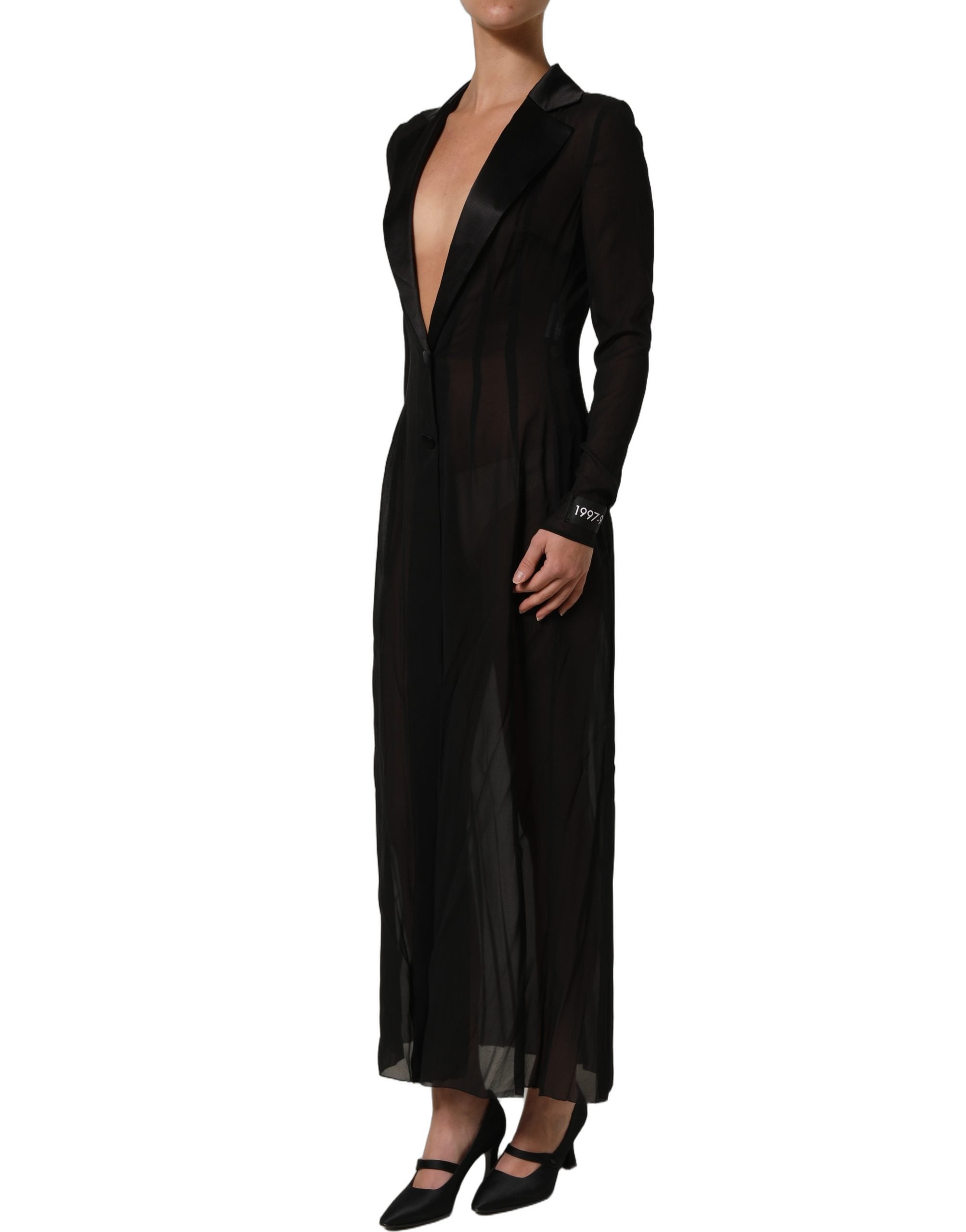 Dolce & Gabbana Black Silk Sheer Chiffon Long Maxi Dress