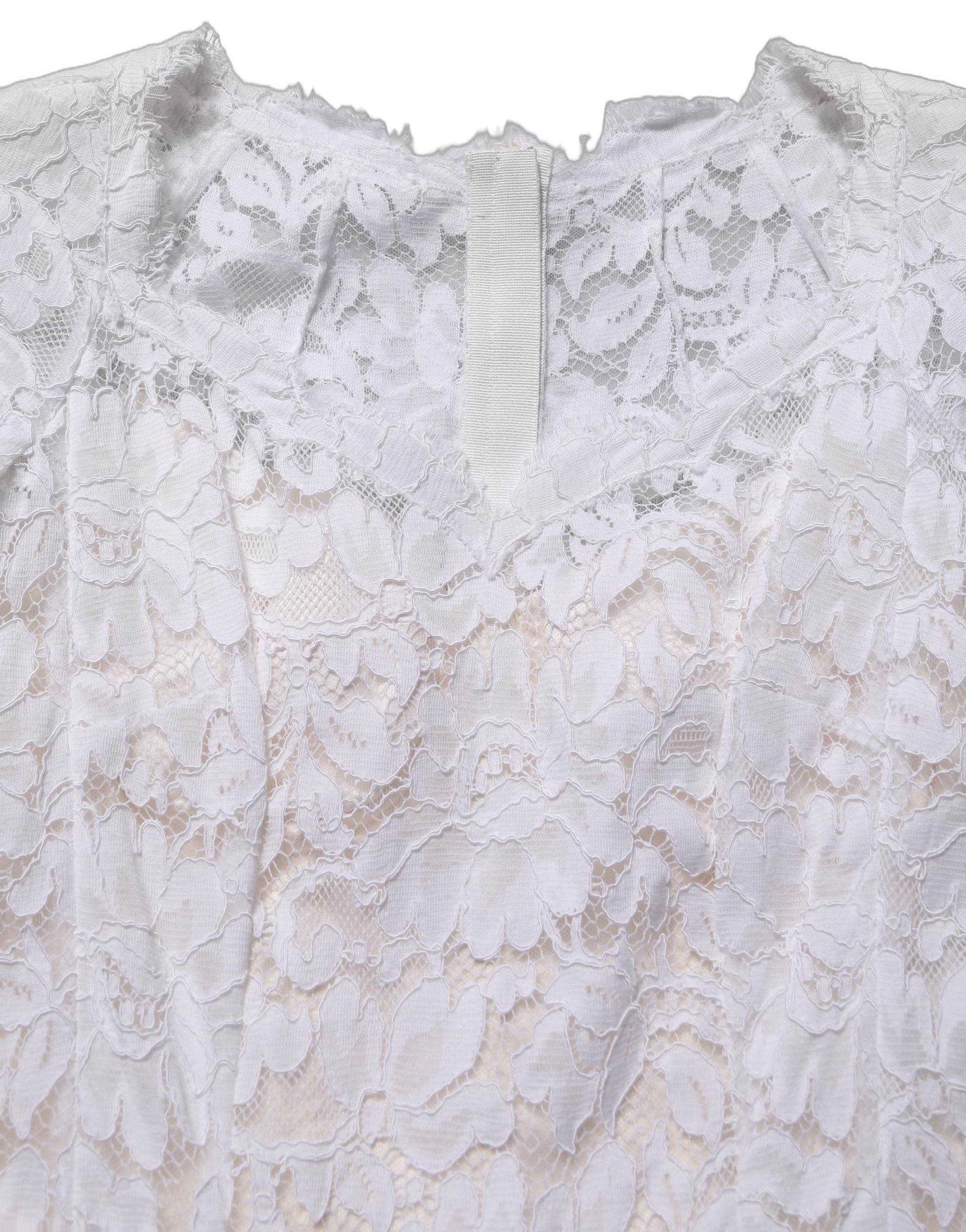 Dolce & Gabbana White Floral Lace Mermaid Long Gown Dress