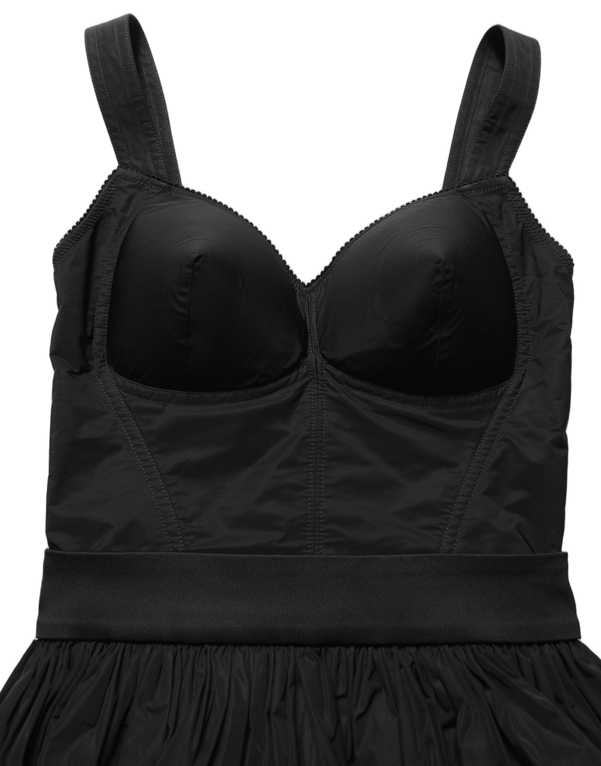 Dolce & Gabbana Black Nylon A-Line Sleeveless Mini Dress