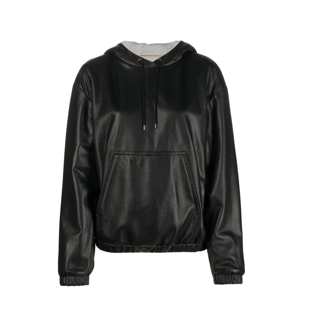 Saint Laurent Black Leather Tank Tops