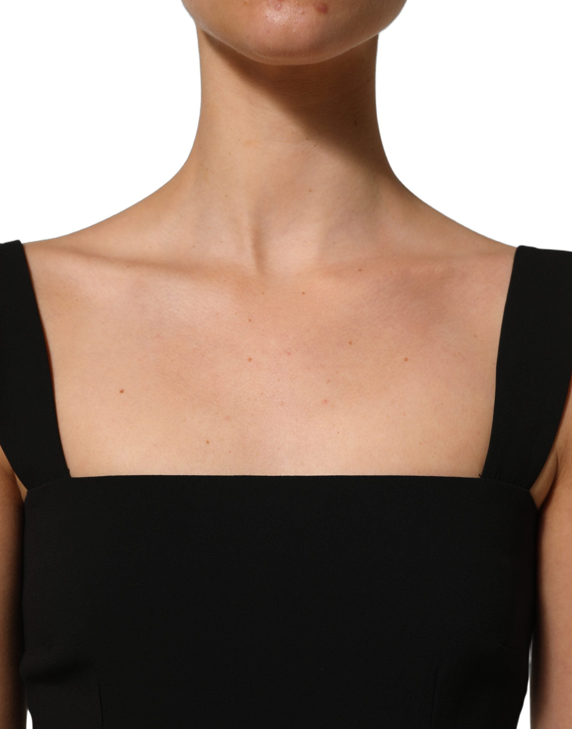 Dolce & Gabbana Black Viscose Stretch Sheath Midi Dress