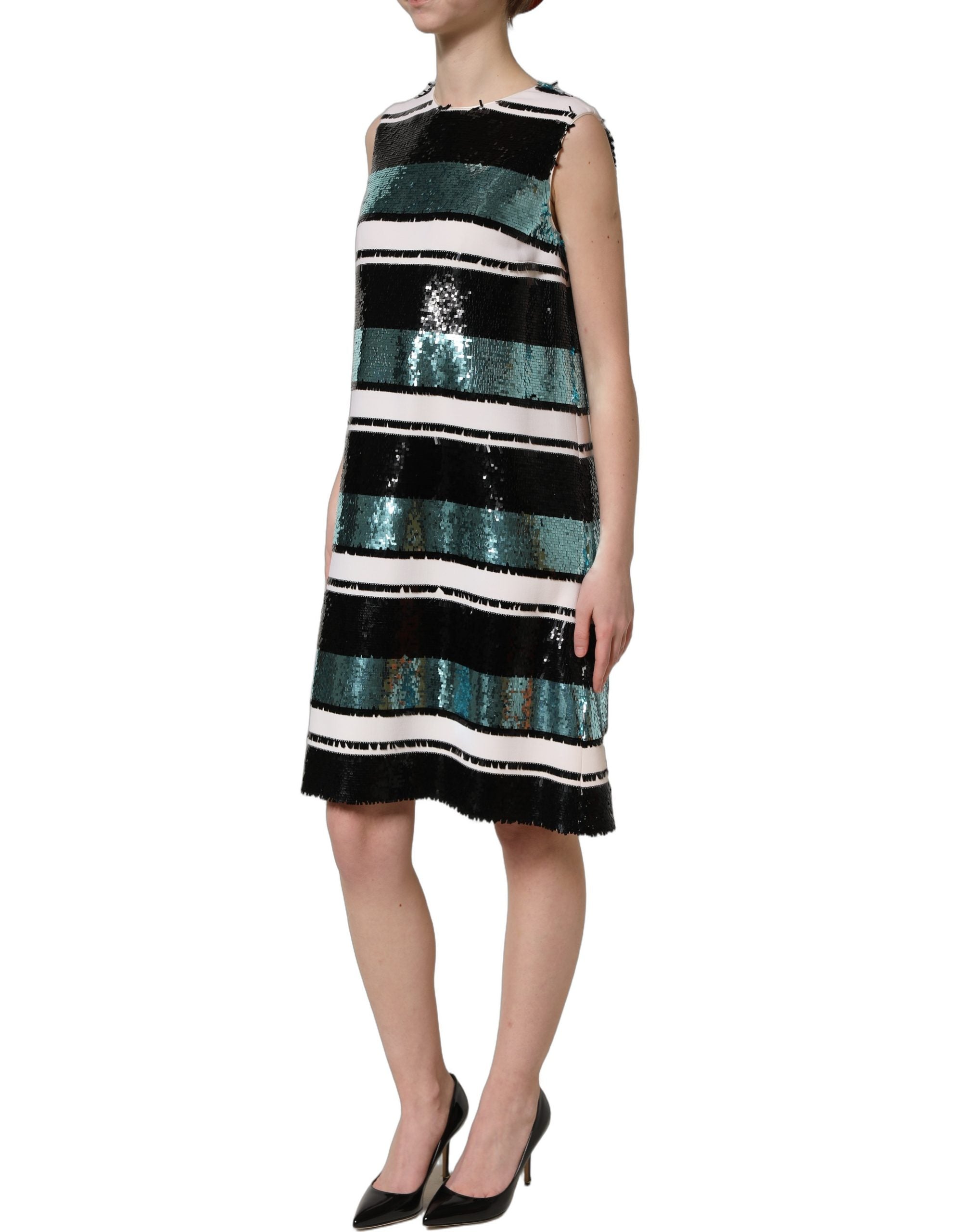 Dolce & Gabbana Multicolor Sequined Sleeveless Shift Dress