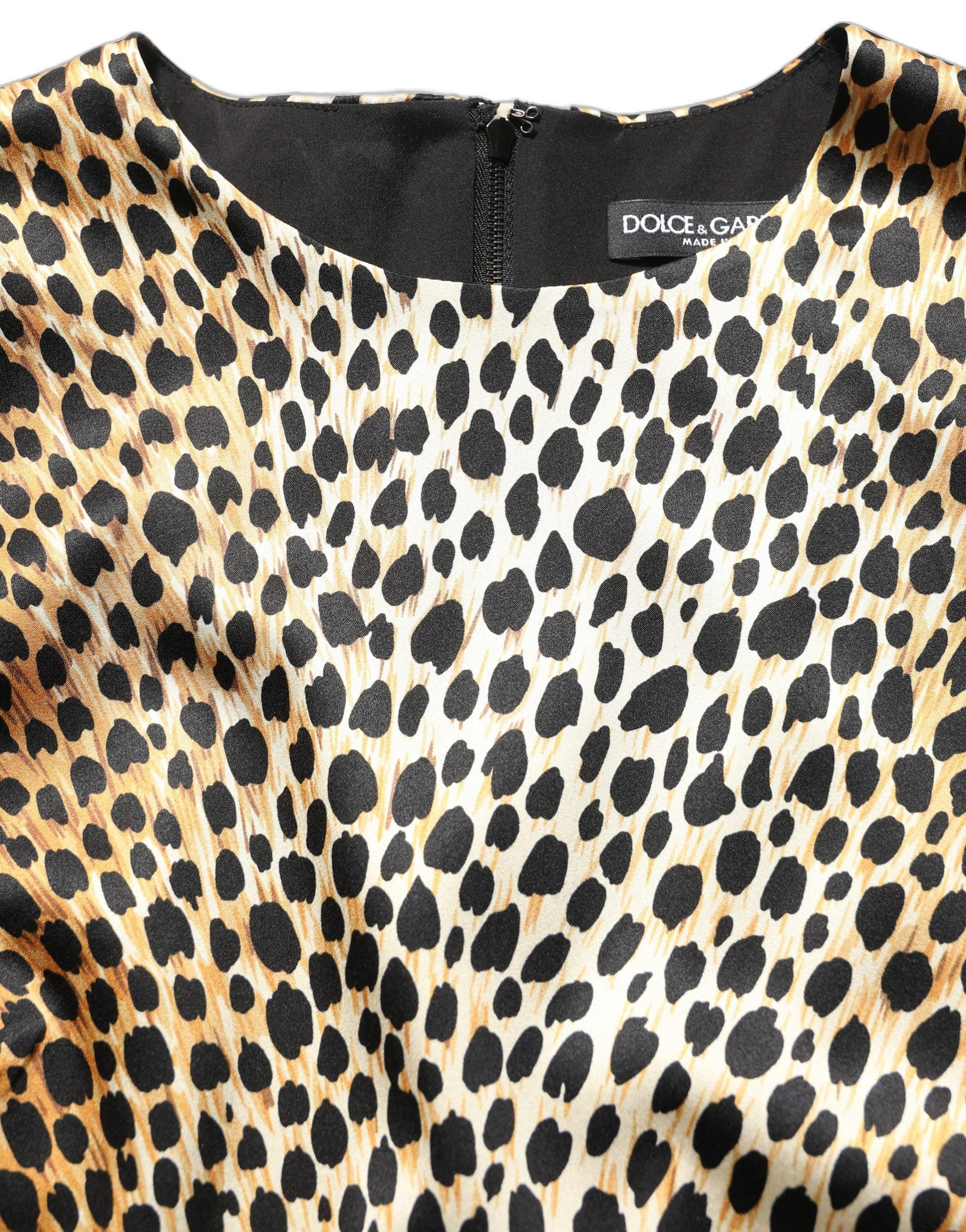 Dolce & Gabbana Brown Ocelot Print Long Sleeve Mini Dress