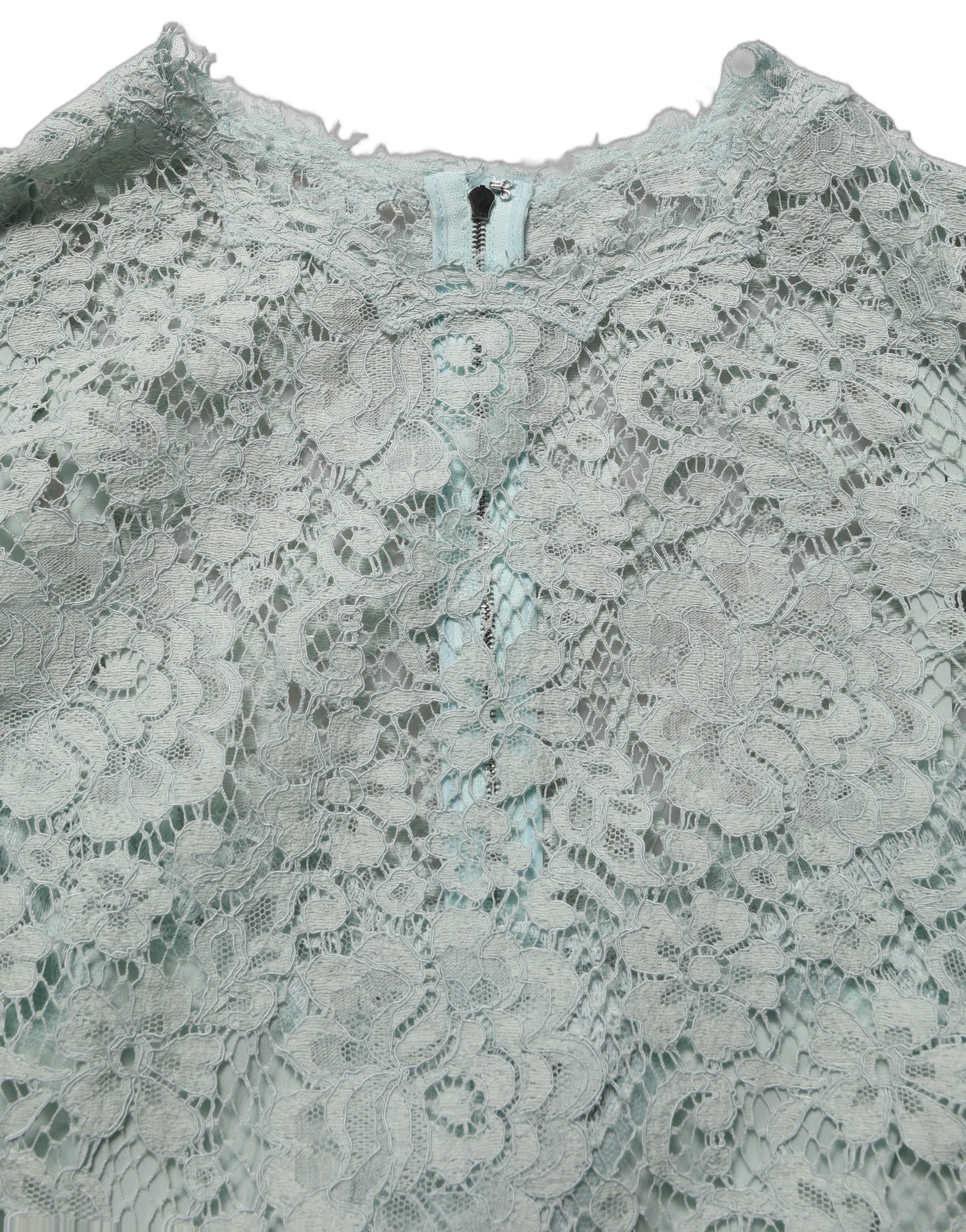 Dolce & Gabbana Mint Green Lace Sleeveless Knee Length Dress