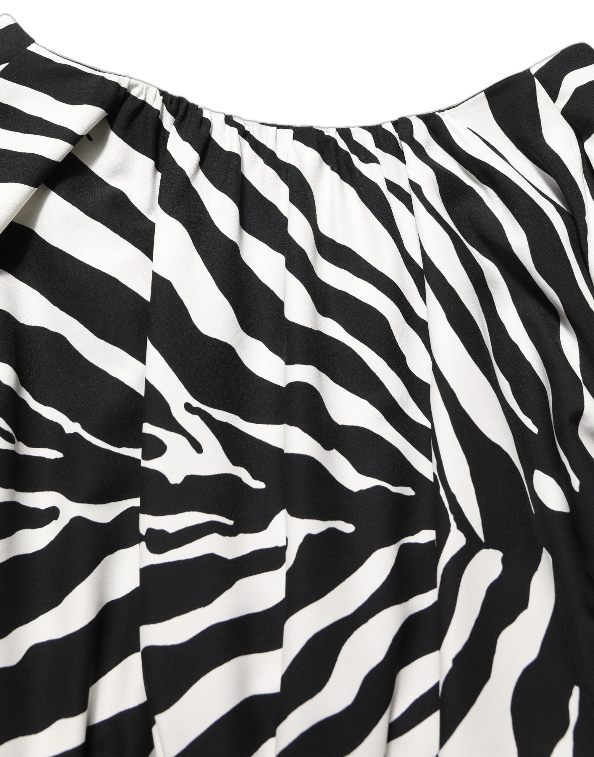 Dolce & Gabbana Black White Zebra Ruched Silk Mini Dress