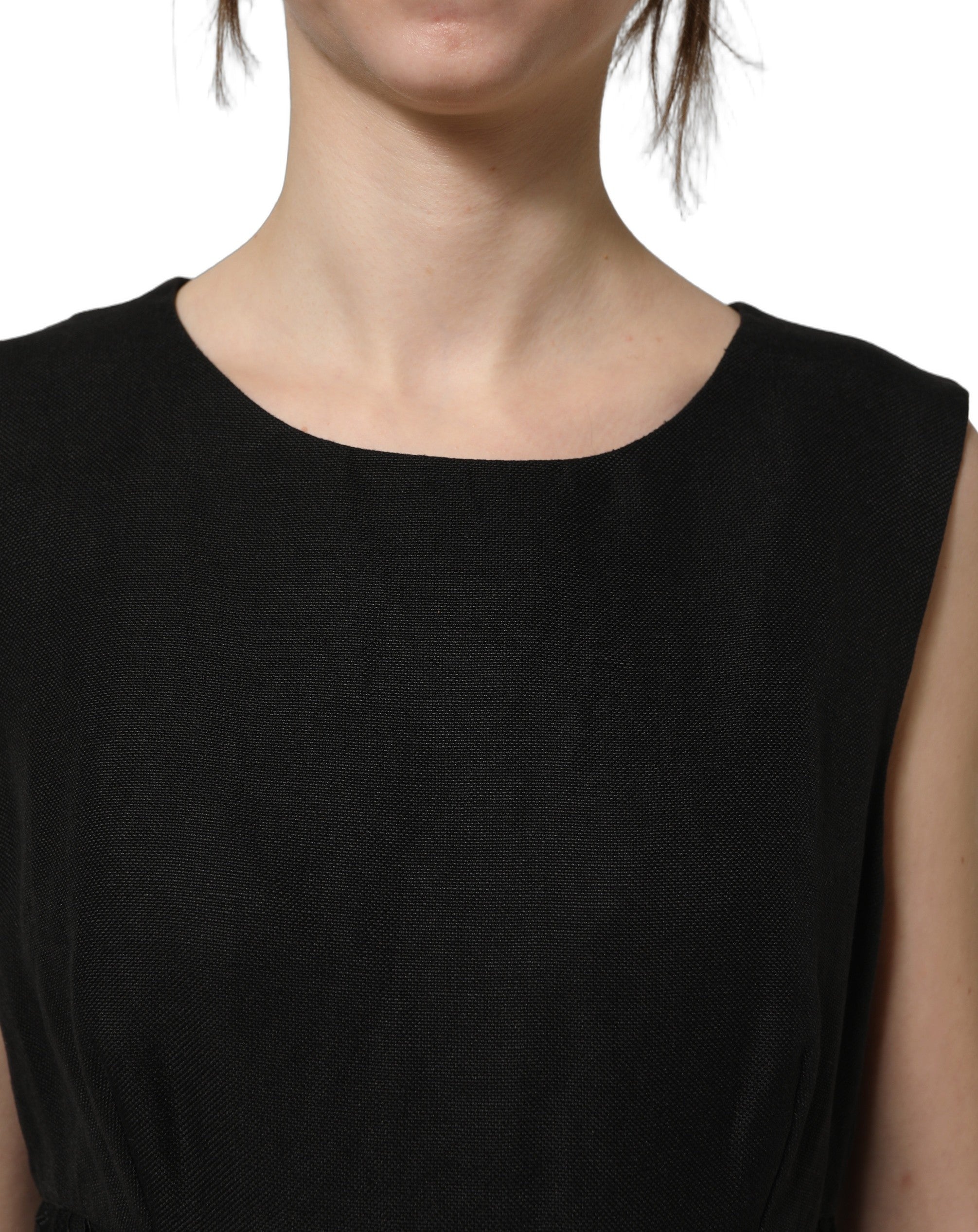 Dolce & Gabbana Black Floral Lace Sleeveless Shift Dress