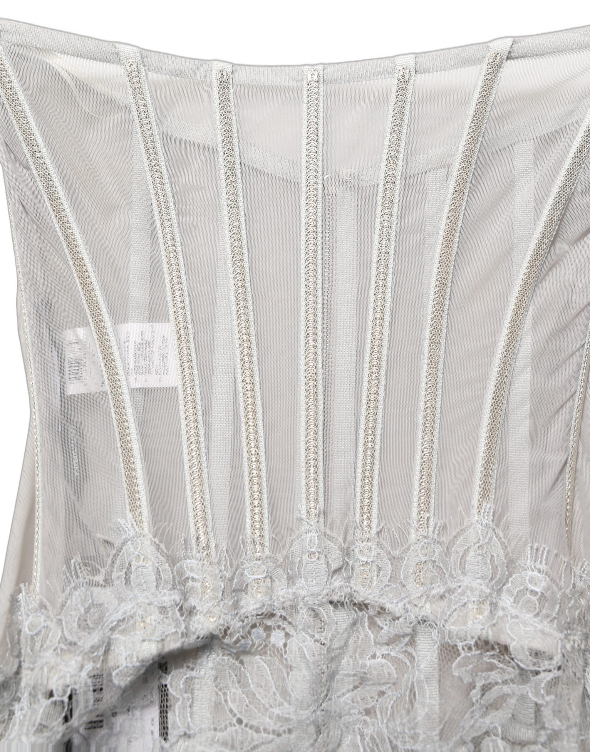 Dolce & Gabbana Gray Lace Corset Style Bodice Maxi Dress