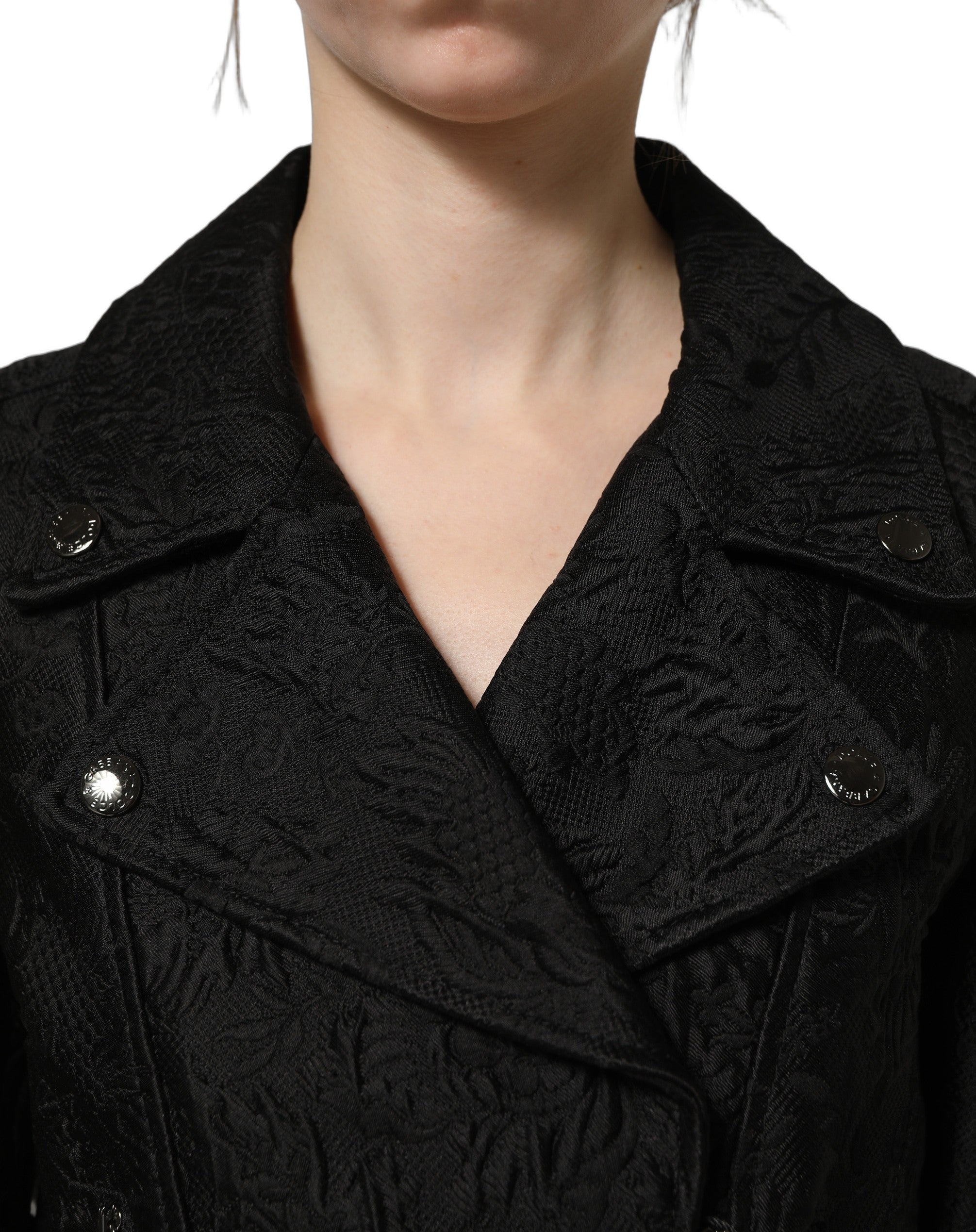 Dolce & Gabbana Black Floral Brocade Biker Blouson Jacket