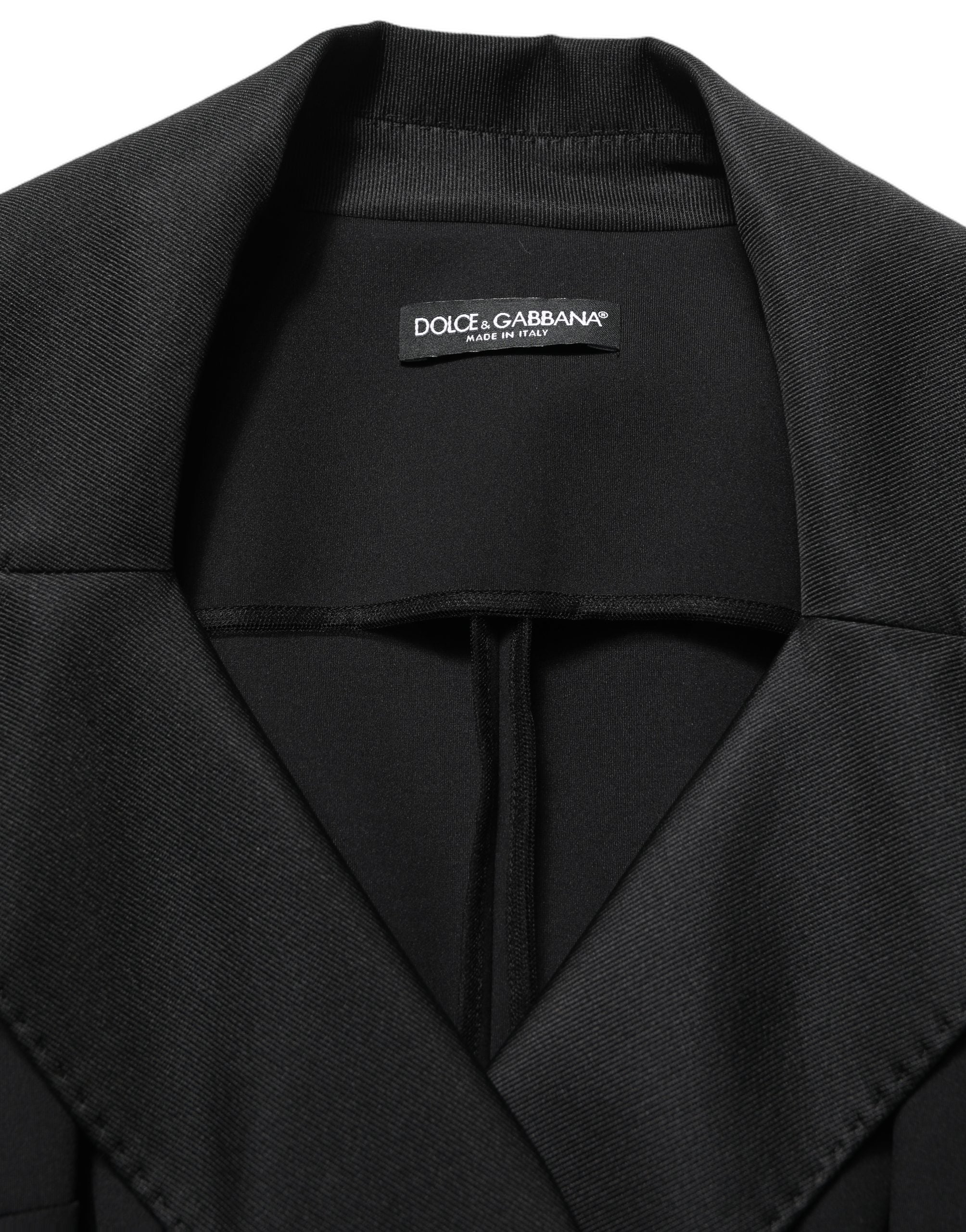 Dolce & Gabbana Black Nylon Double Breasted Coat Jacket
