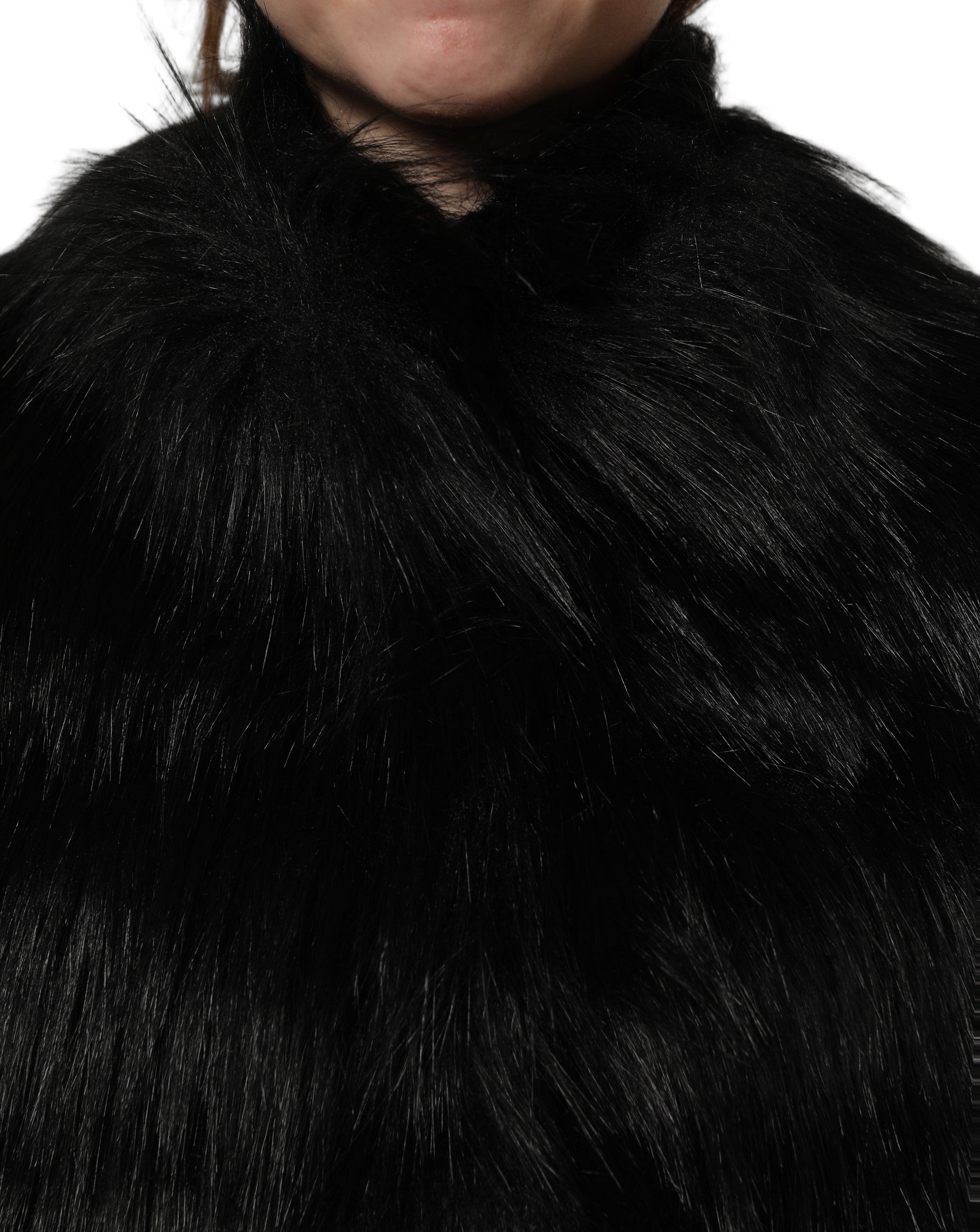 Dolce & Gabbana Black Acrylic Faux Fur Sleeveless Vest Jacket