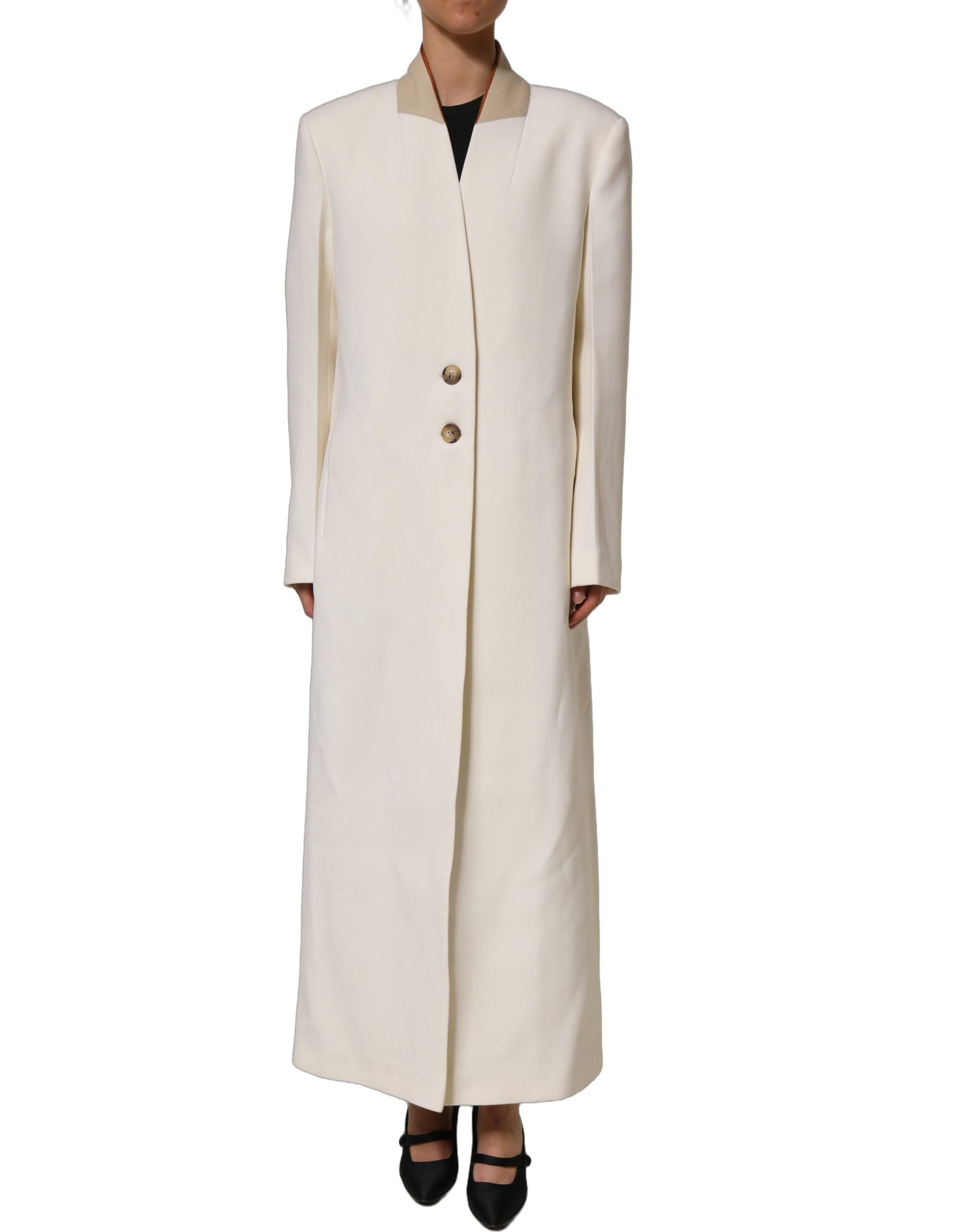 Di Stavnitser Antwerp White Wool Long Trench Coat Jacket