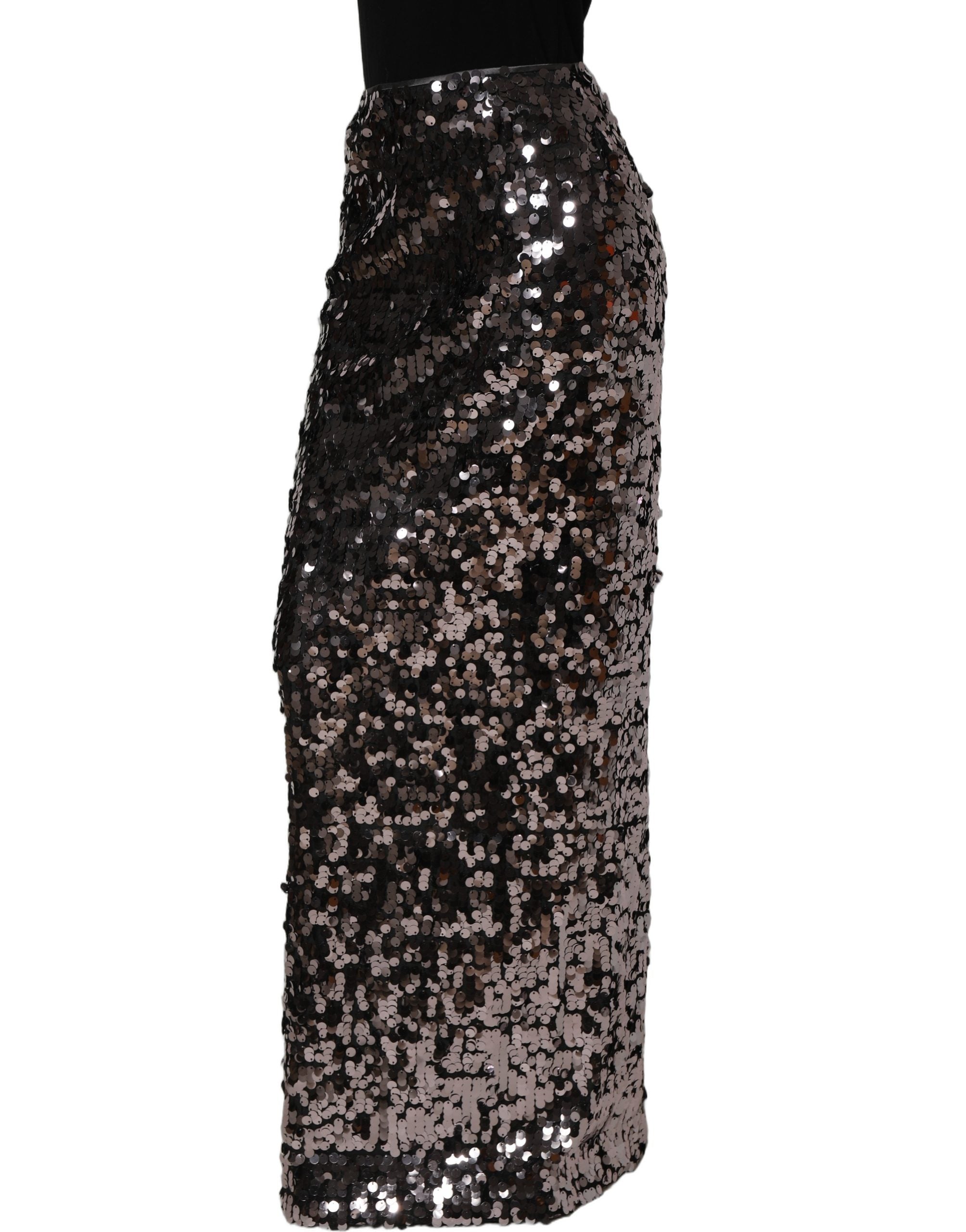 Dolce & Gabbana Brown Sequinned Embellished PencilCut Skirt