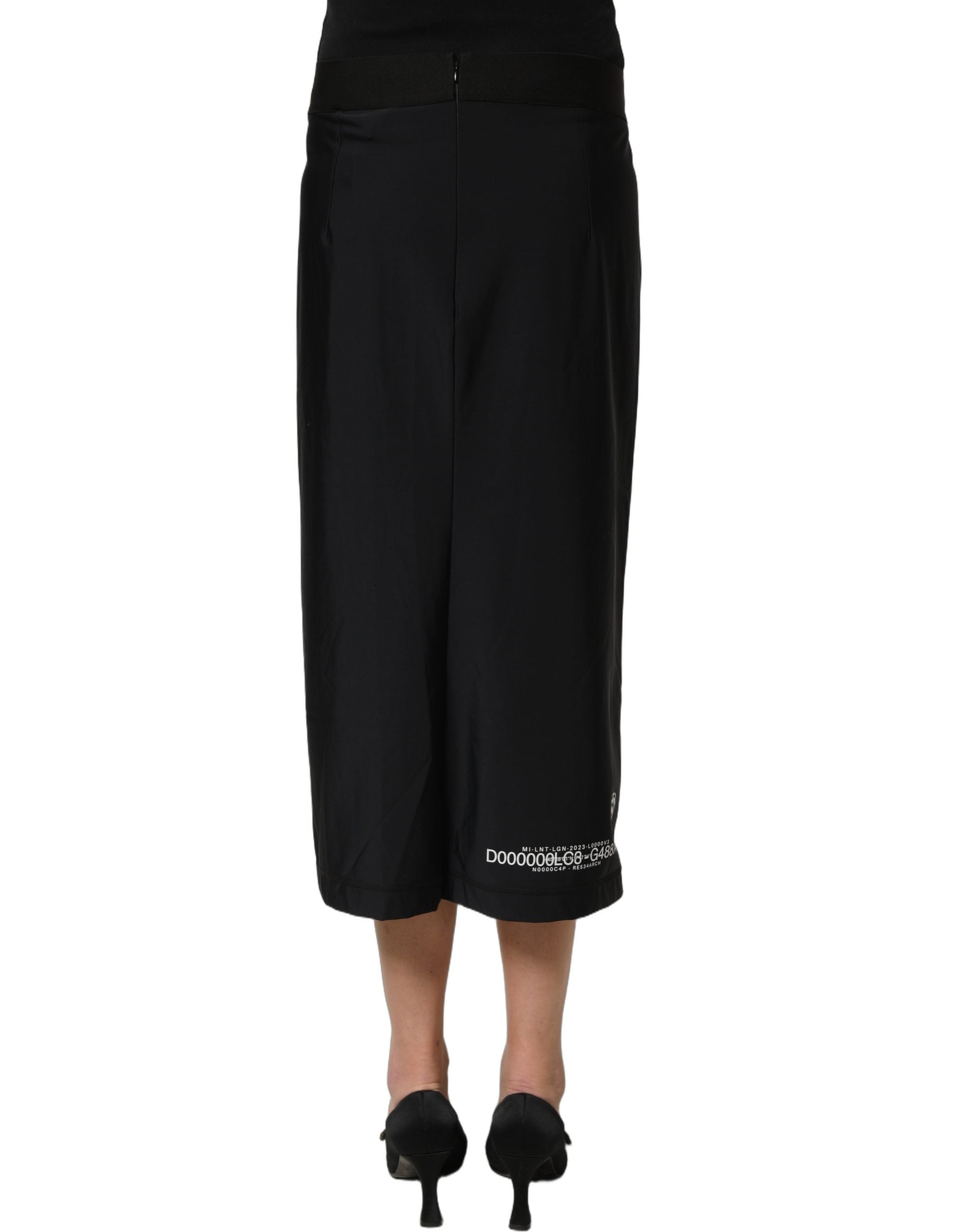Dolce & Gabbana Black DGVIB3 Stretch Jersey Midi Pencil Cut Skirt