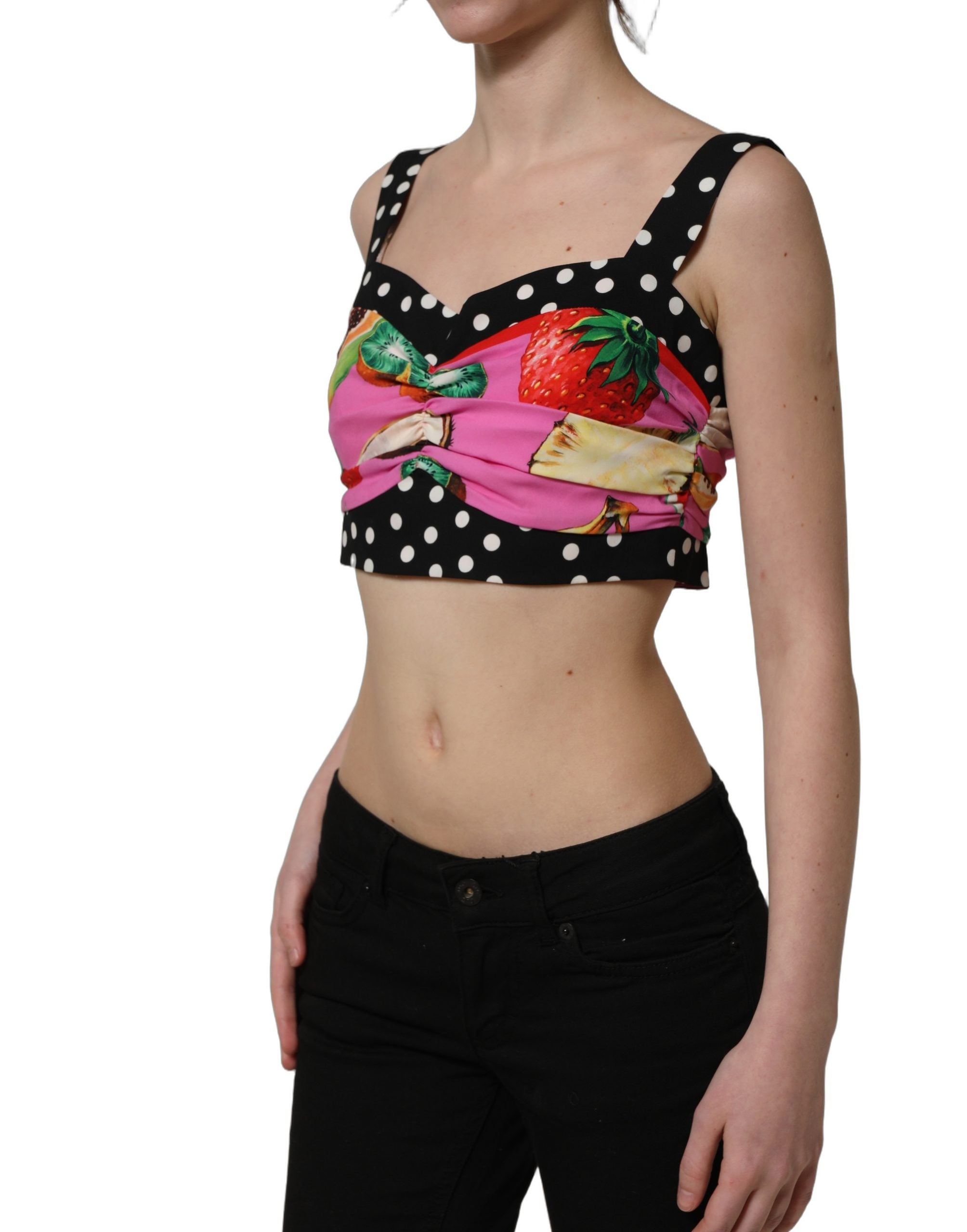 Dolce & Gabbana Multicolor Silk Cropped Bustier Corset Top