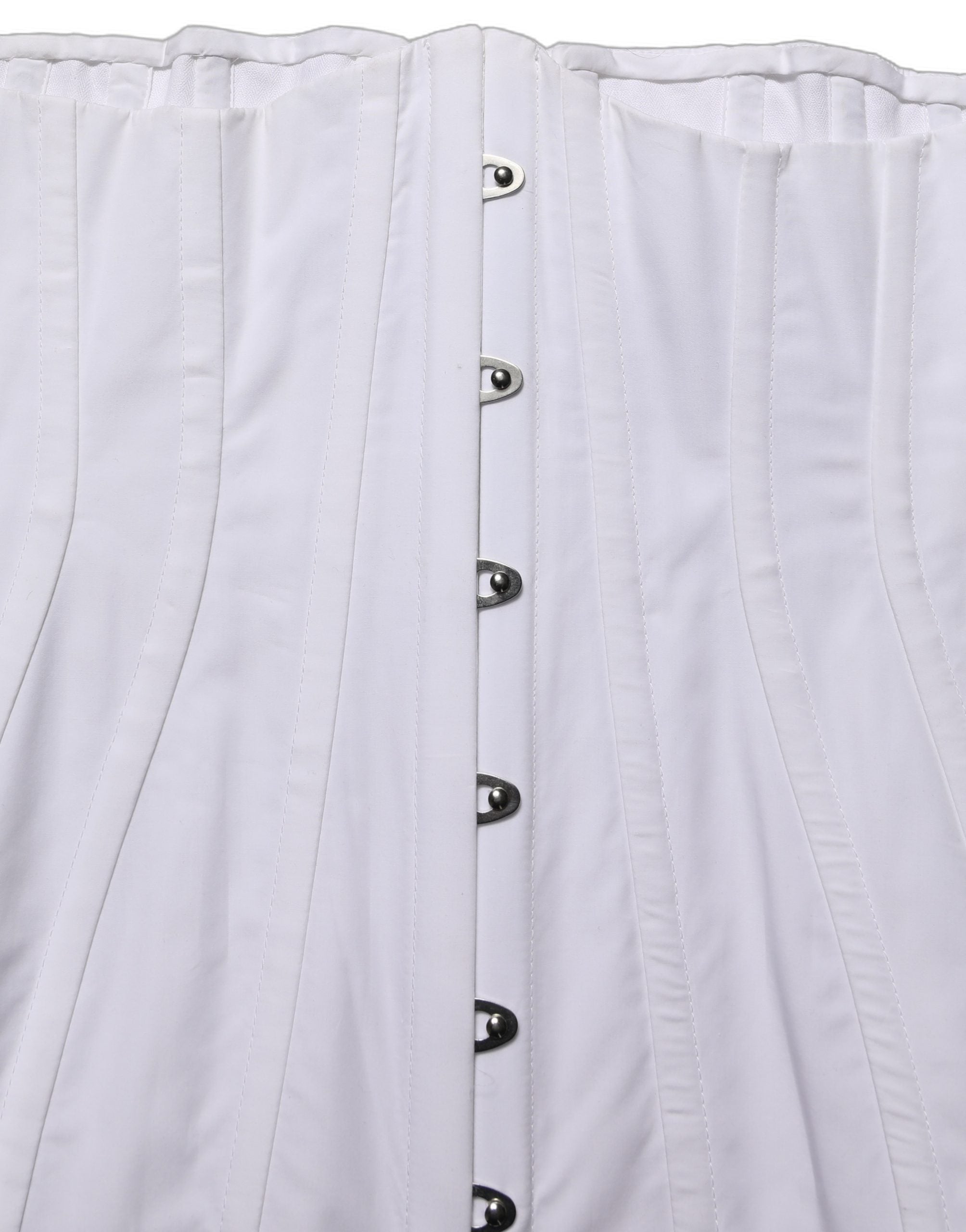 Dolce & Gabbana White Brown Cotton Sleeveless Corset Top