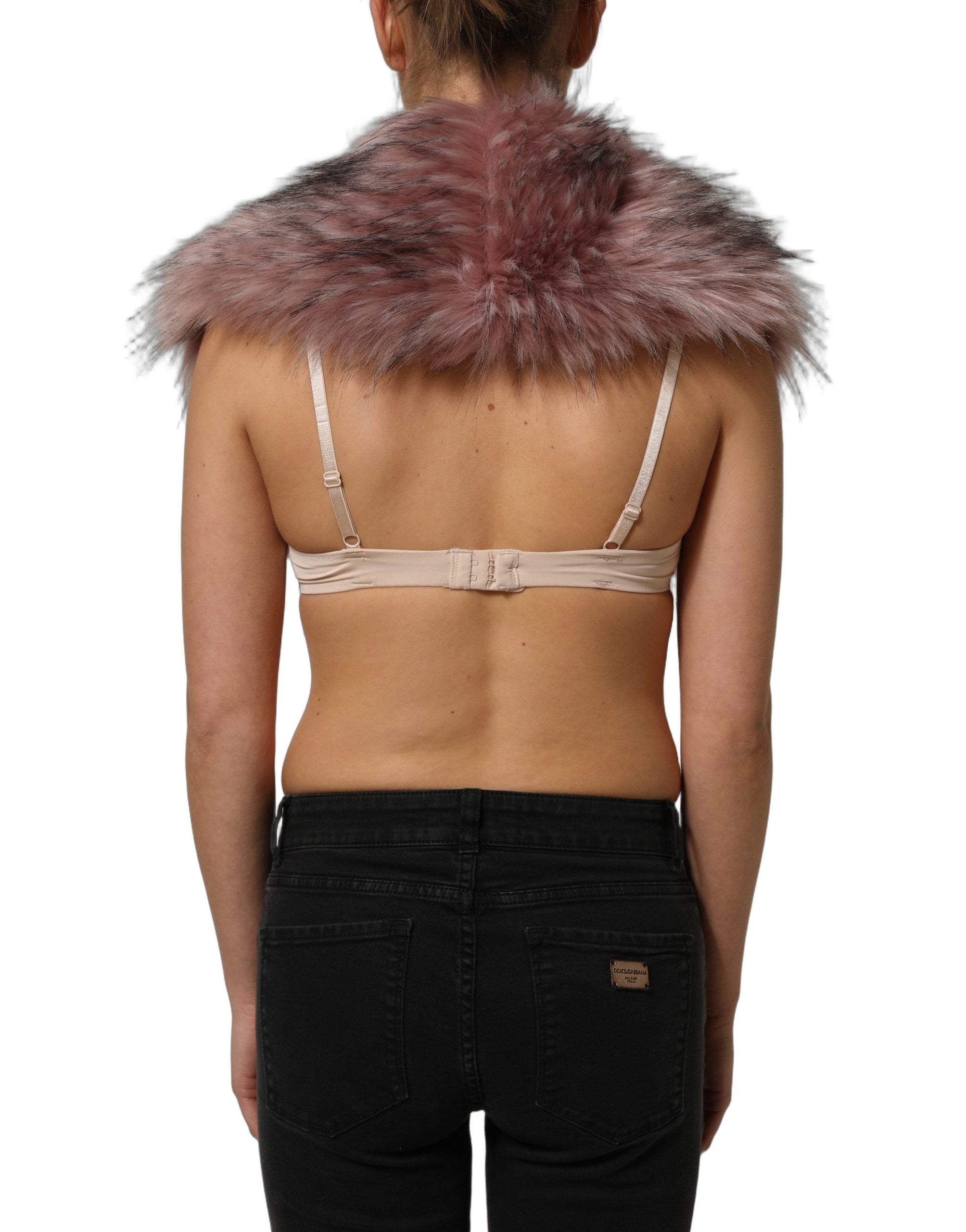 Dolce & Gabbana Pink Acrylic Faux Fur Knit Shrug Vest Top
