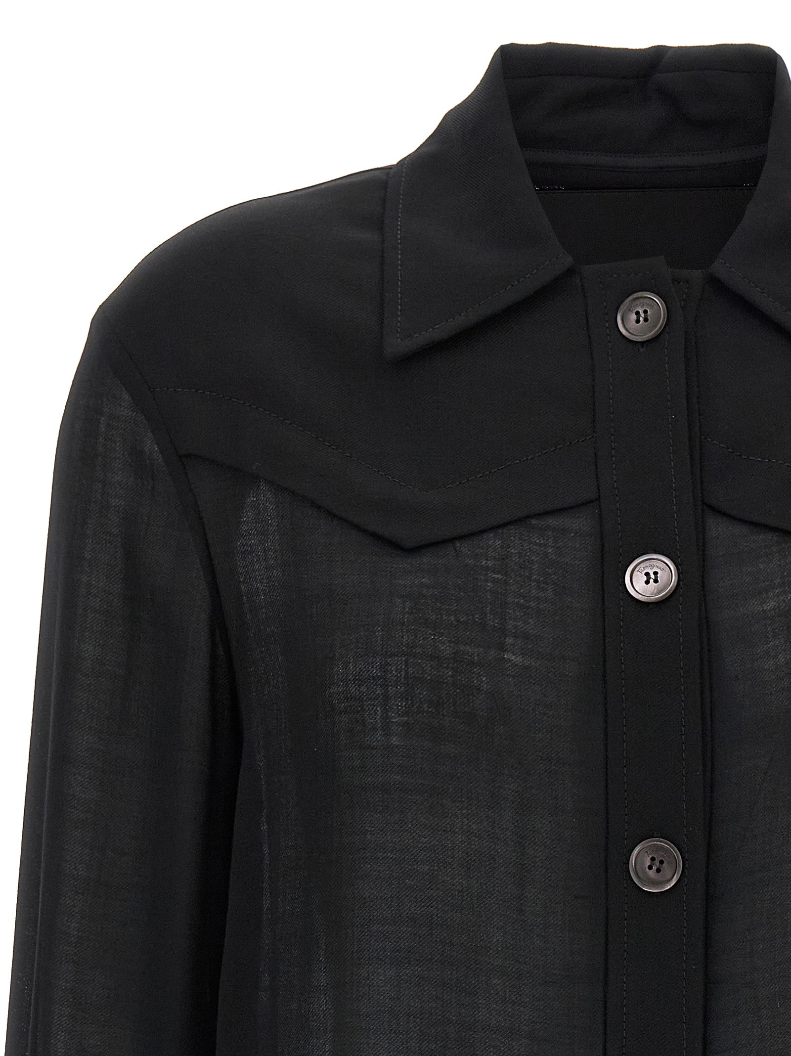 Ferragamo Black Virgin Wool Blouse