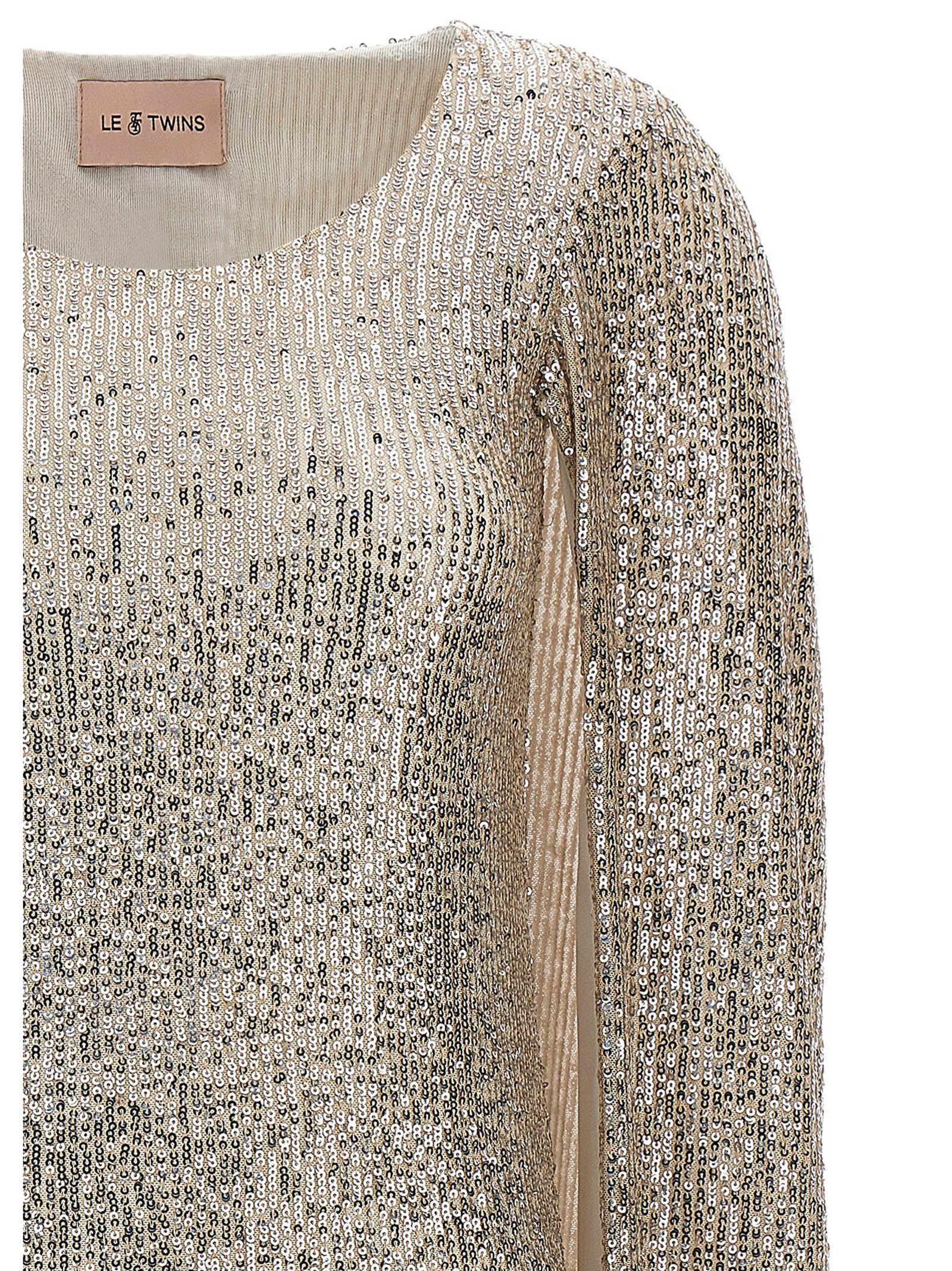 LE TWINS Silver Polyester Short Dress