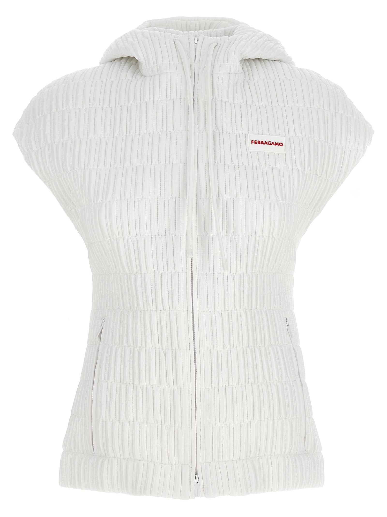 Ferragamo White Polyamide Sleeveless Jacket