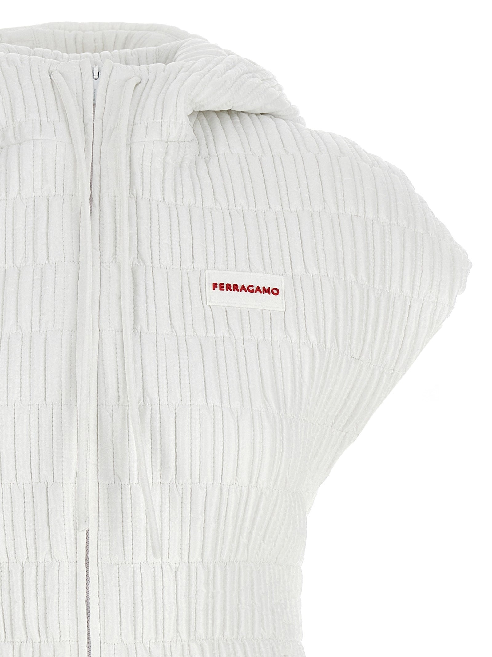 Ferragamo White Polyamide Sleeveless Jacket