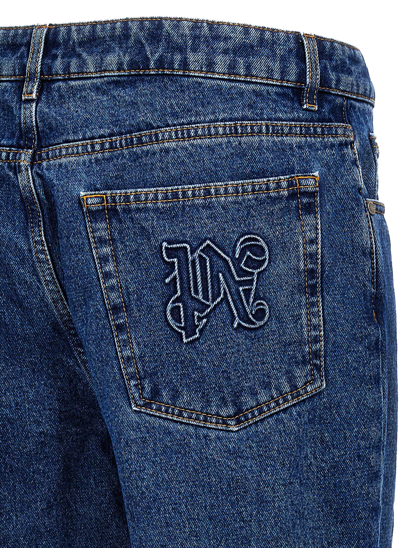 Palm Angels Blue Cotton Straight-Leg Jeans