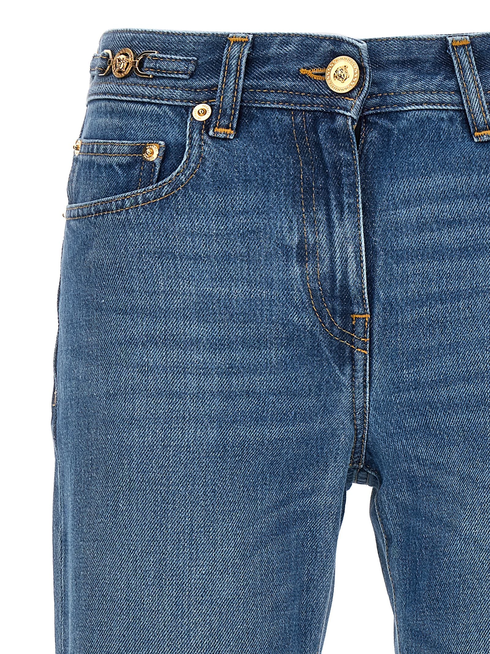 Versace Blue Cotton Flared Jeans