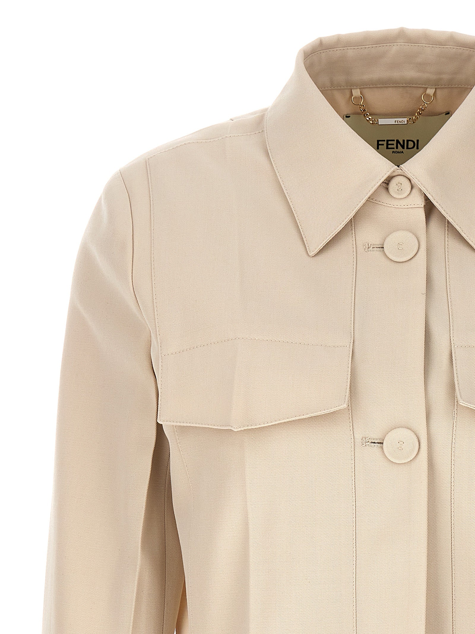 Fendi Beige Wool Full-Length Jacket