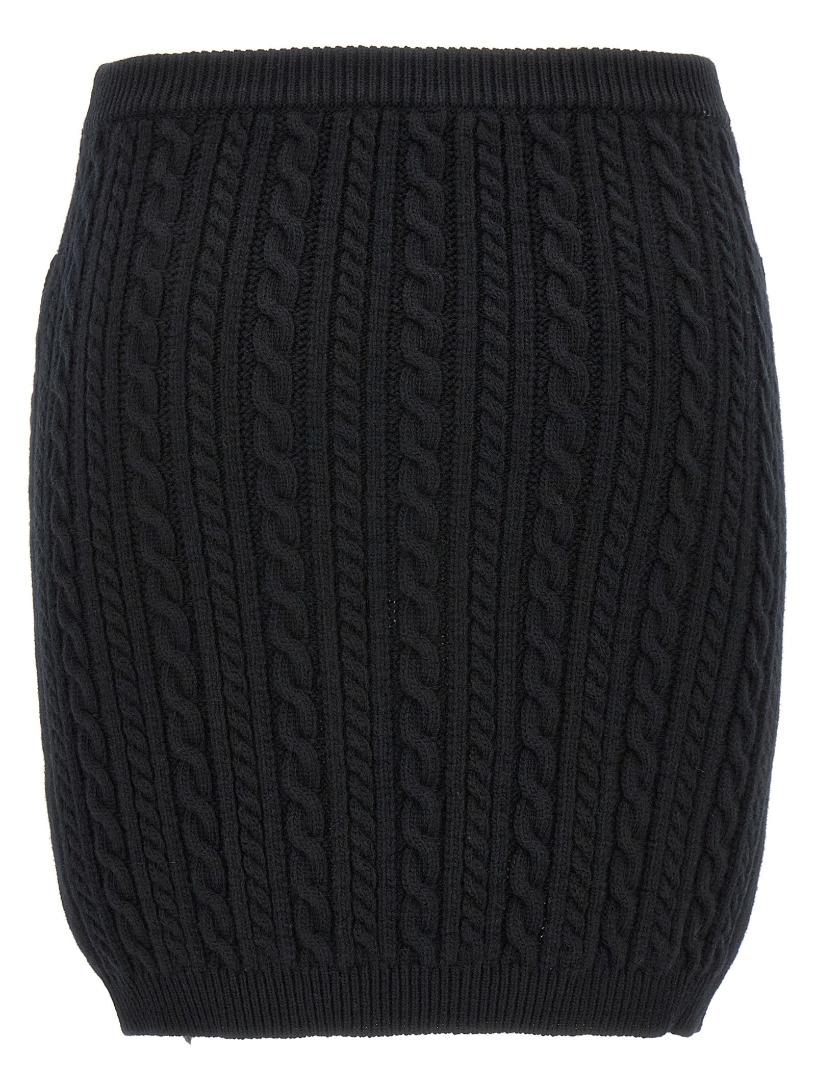 Alessandra Rich Black Wool Long Skirt