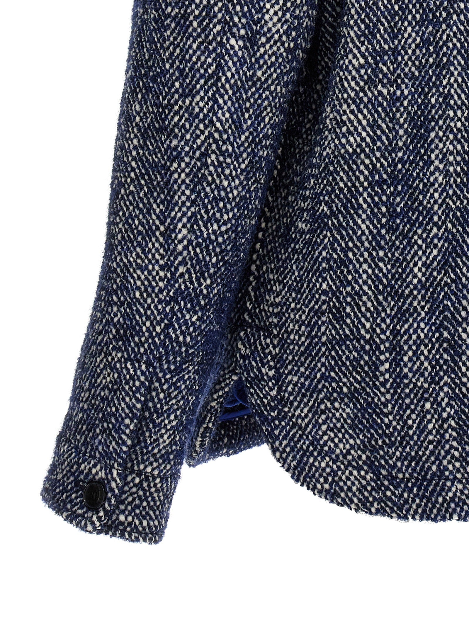 Etro Blue Wool Full-Length Jacket