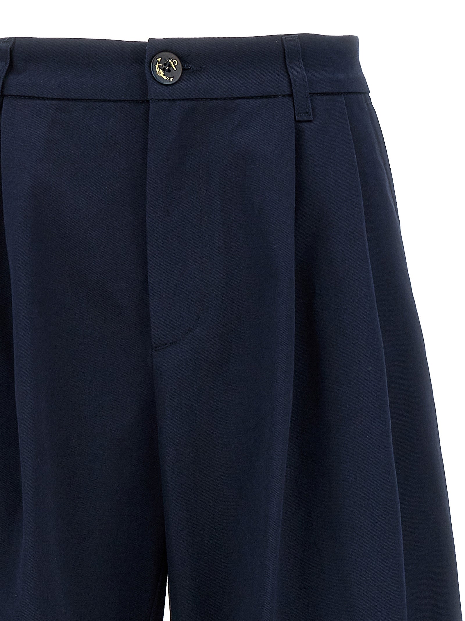 Fortela Blue Cotton Casual Pants