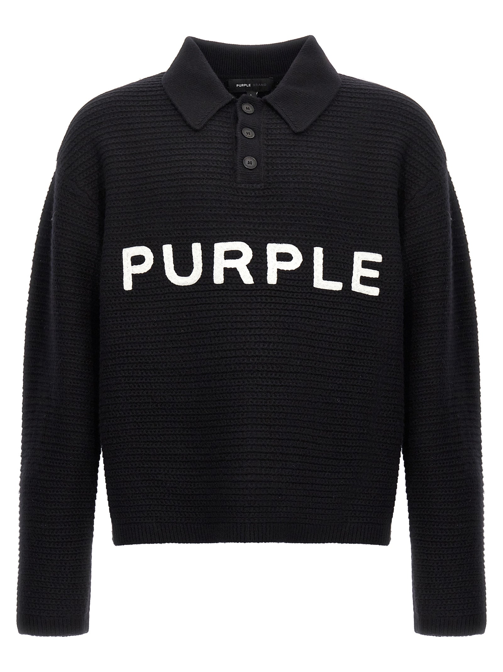 PURPLE Black Wool Cardigan