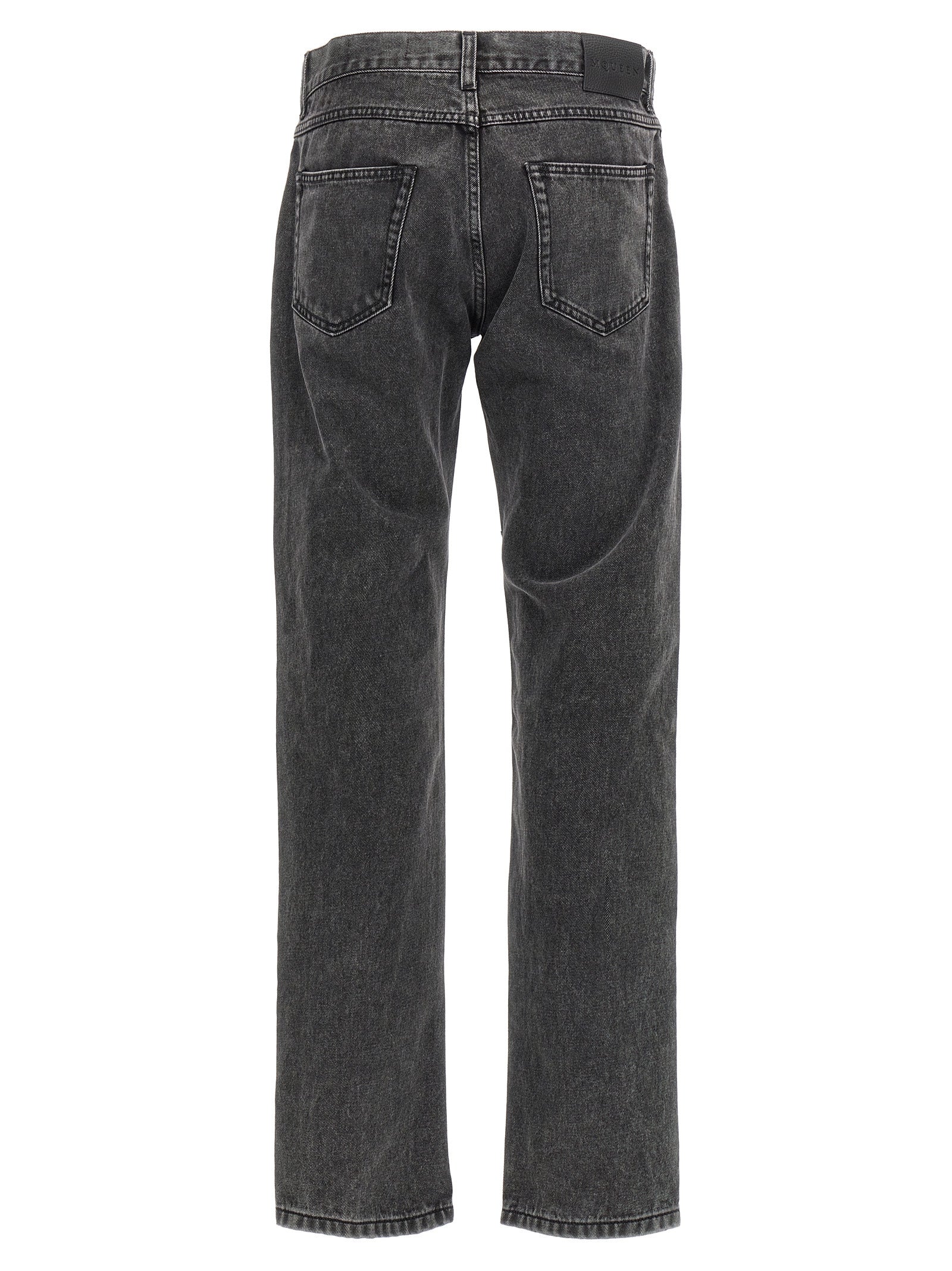 Alexander McQueen Black Cotton Straight-Leg Jeans
