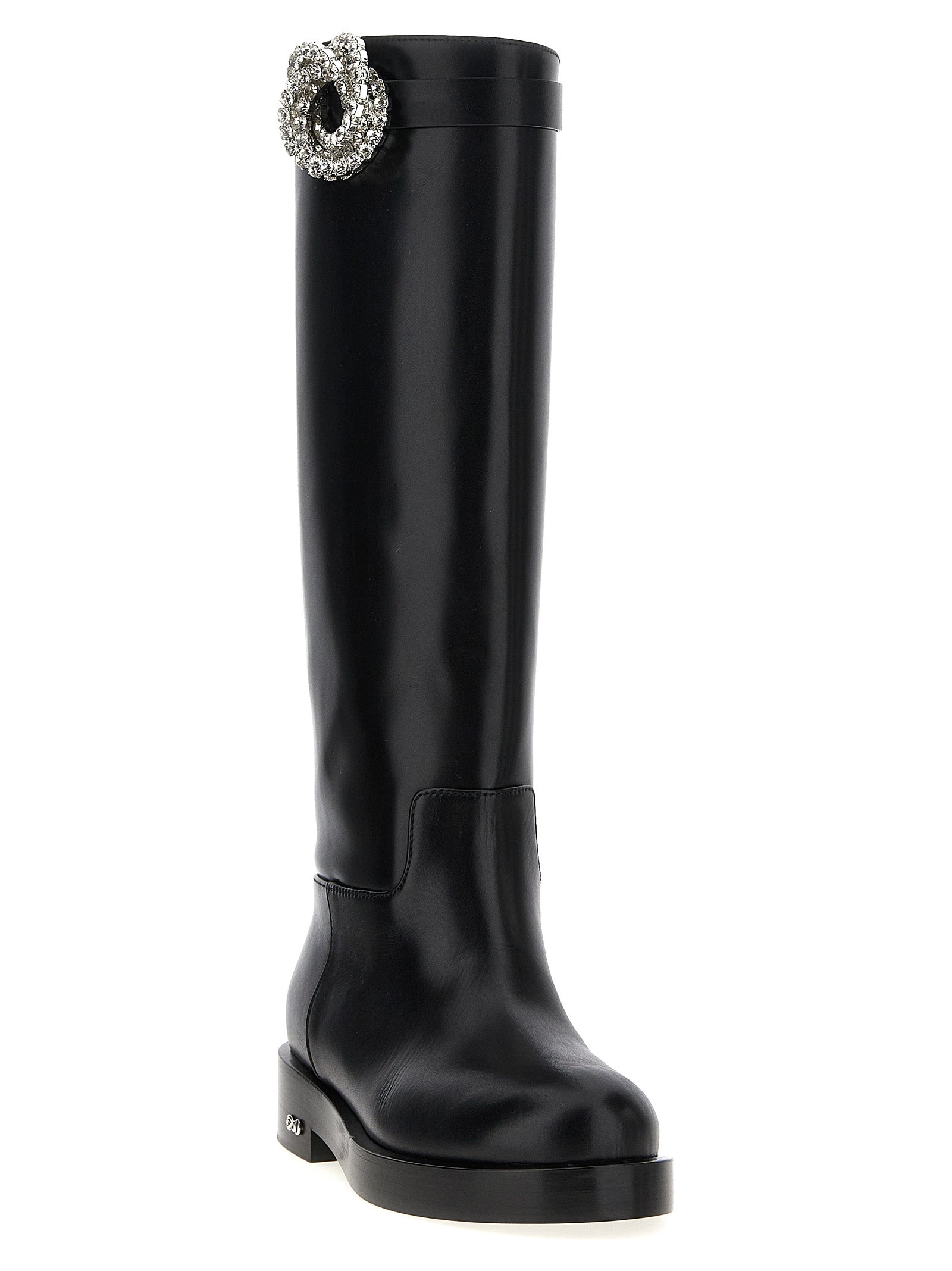 MACH & MACH Black Calfskin Over The Knee