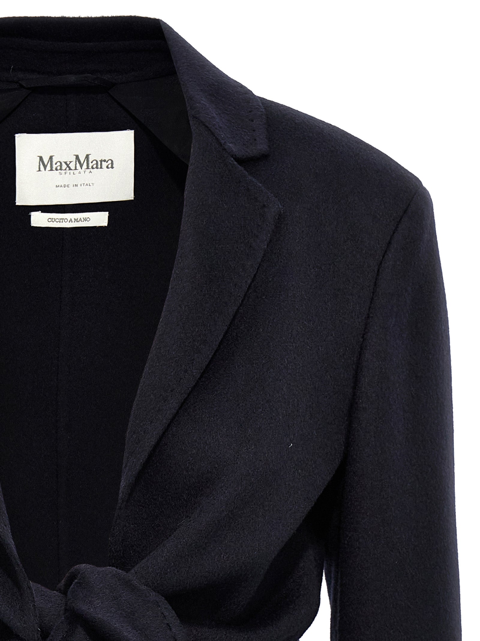 Max Mara Blue Wool Full-Length Jacket