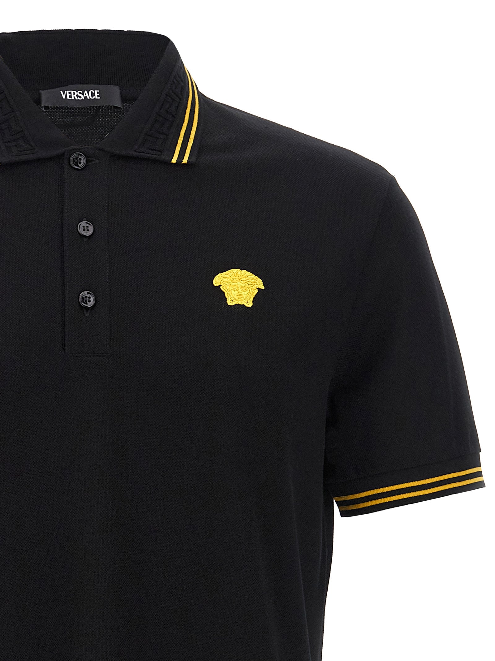 Versace Black Cotton Polo Shirt