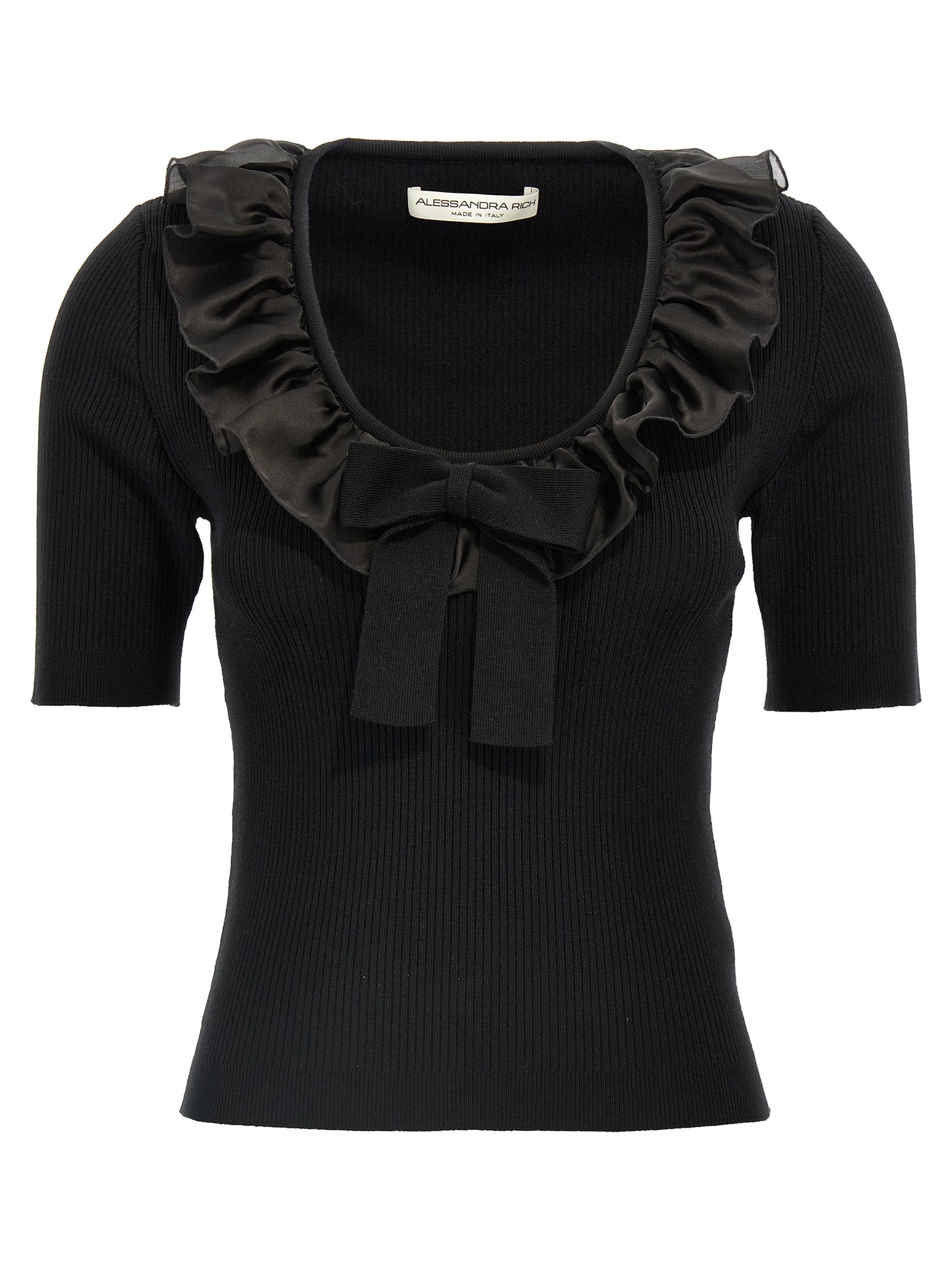 Alessandra Rich Black Wool T-Shirt
