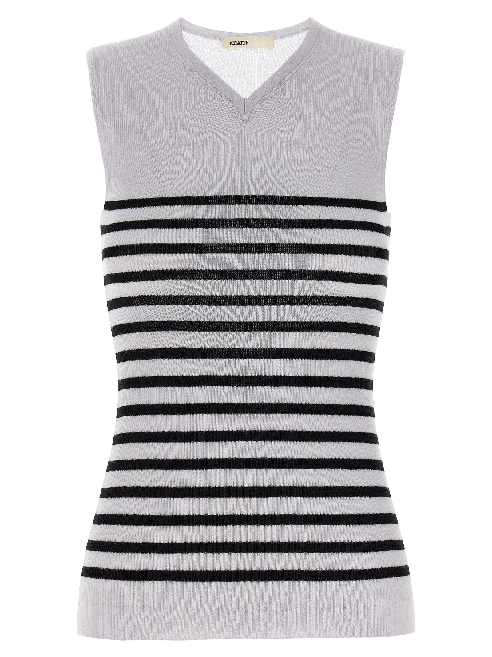 Khaite Bicolor Wool Sleeveles T-Shirt