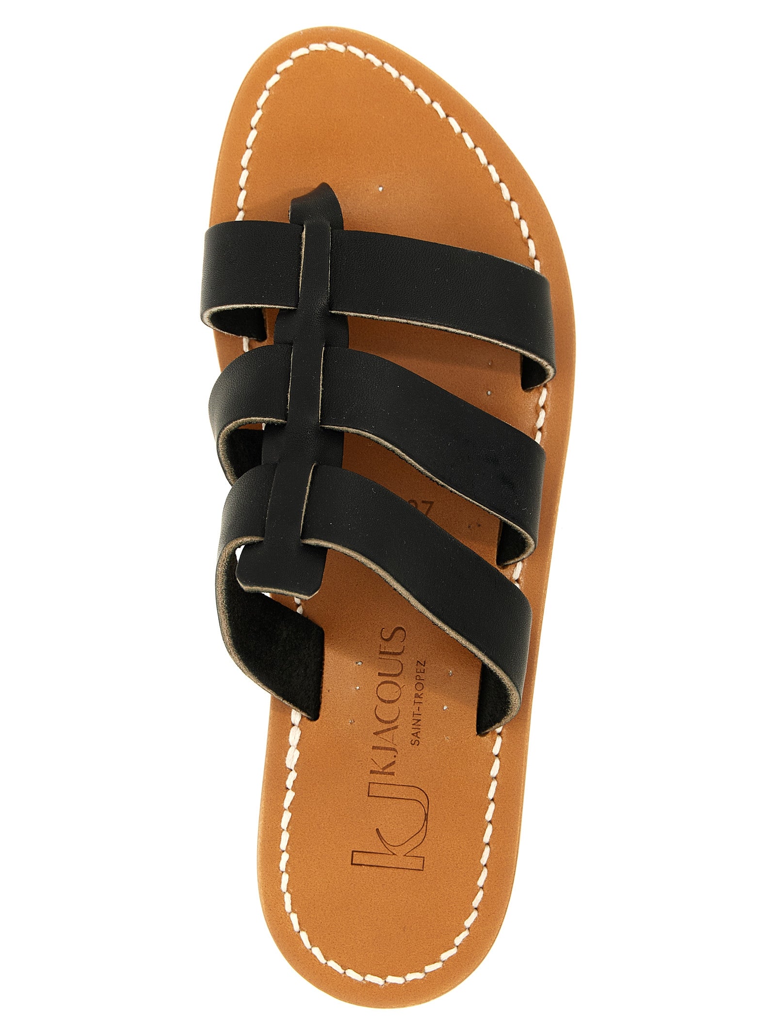 K.JACQUES SAINT TROPEZ Black Cowhide Slides