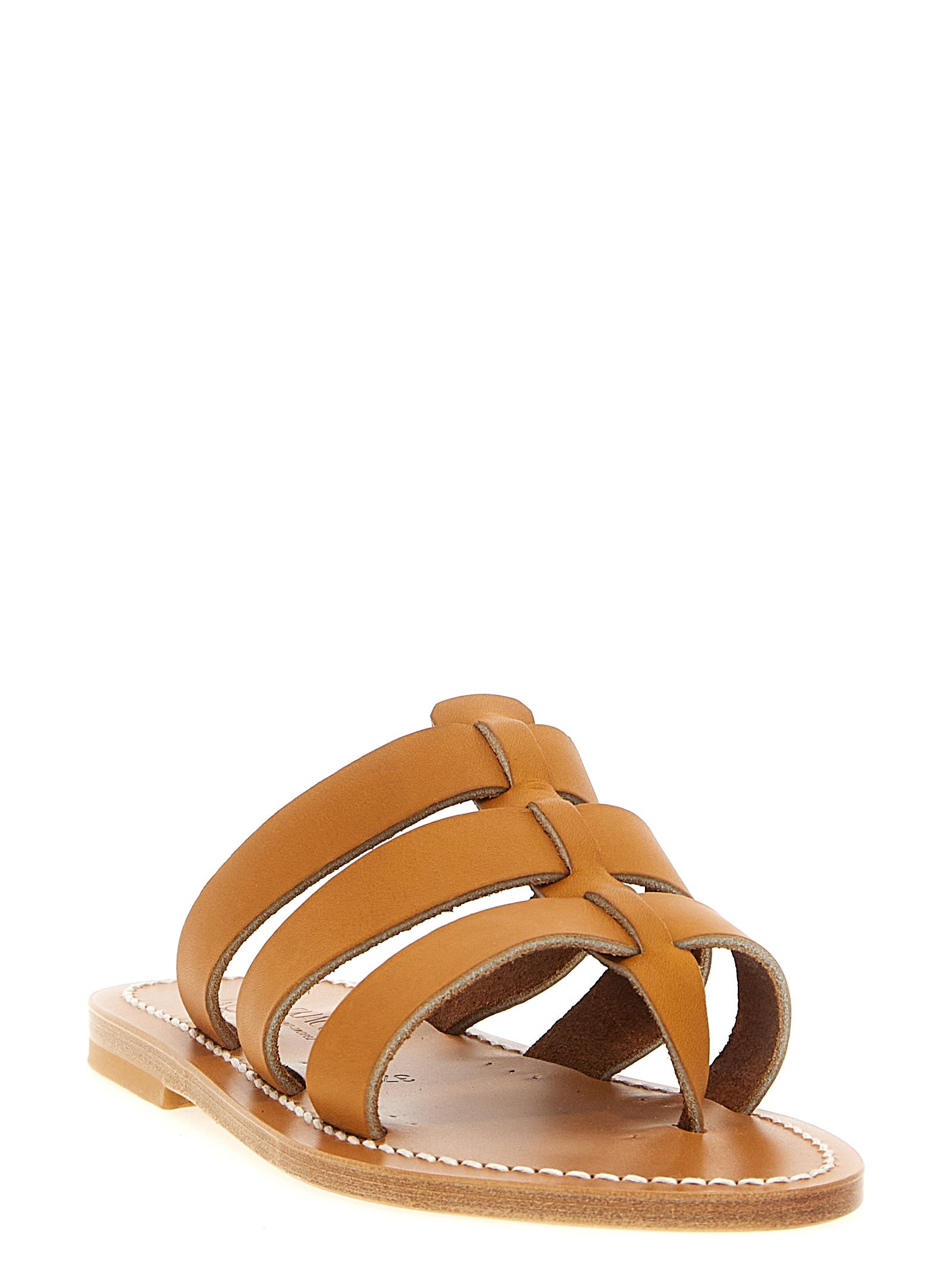 K.JACQUES SAINT TROPEZ Beige Cowhide Slides