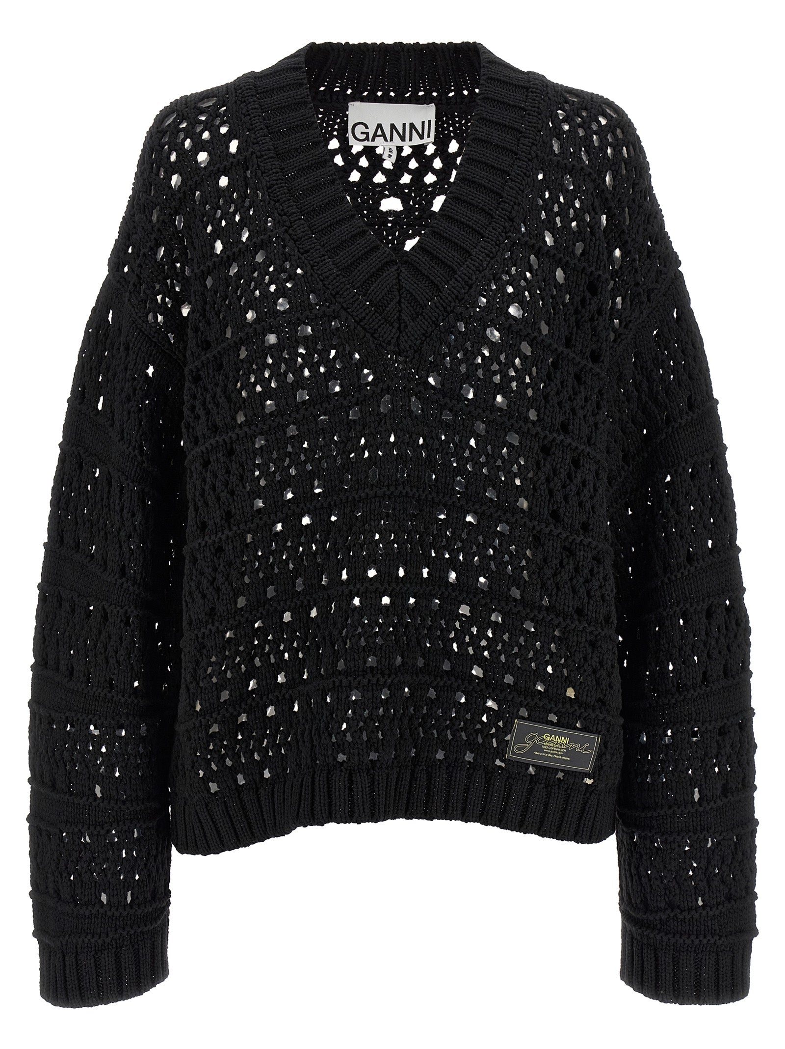 Ganni Black Cotton Cardigan