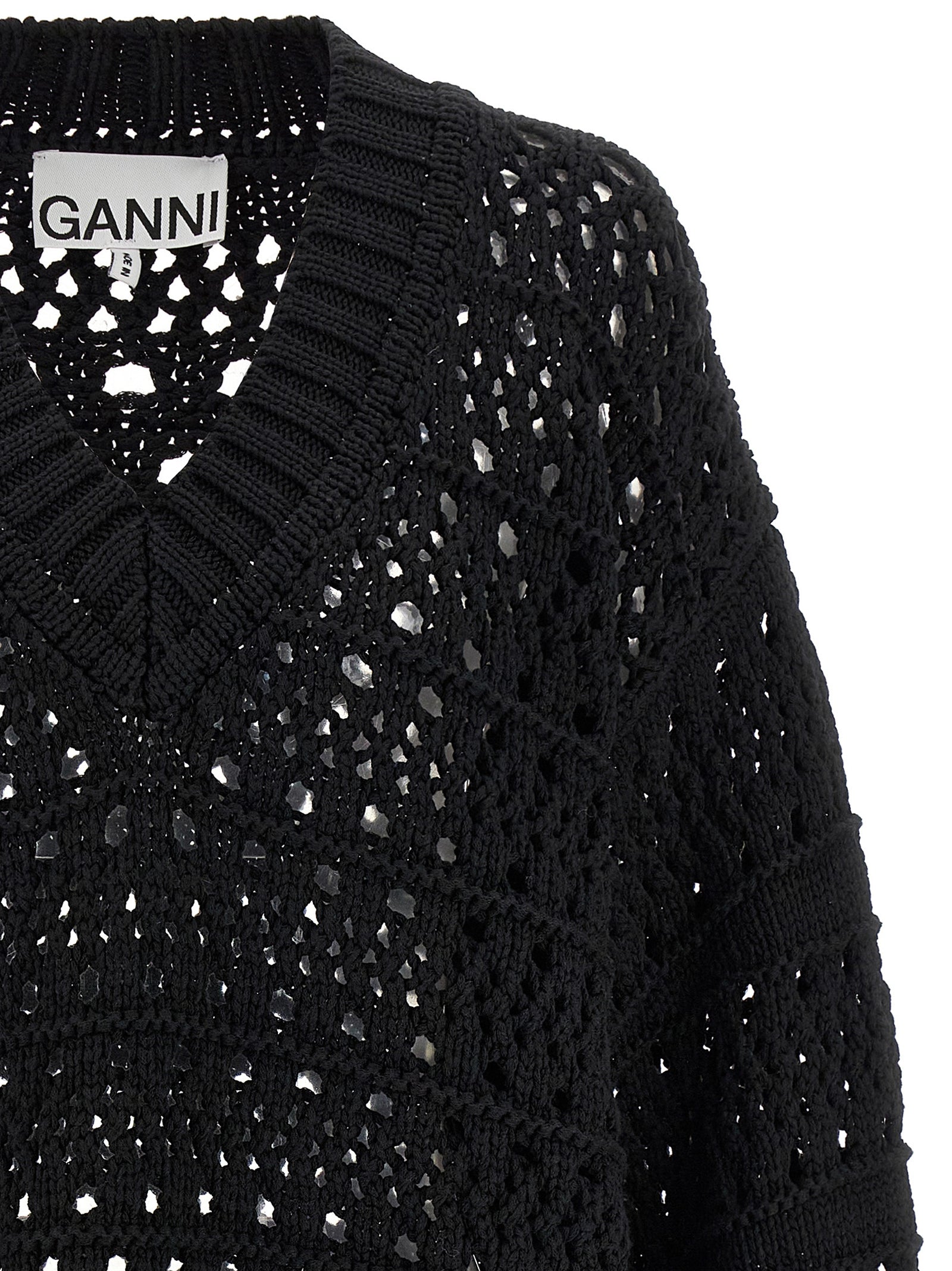Ganni Black Cotton Cardigan